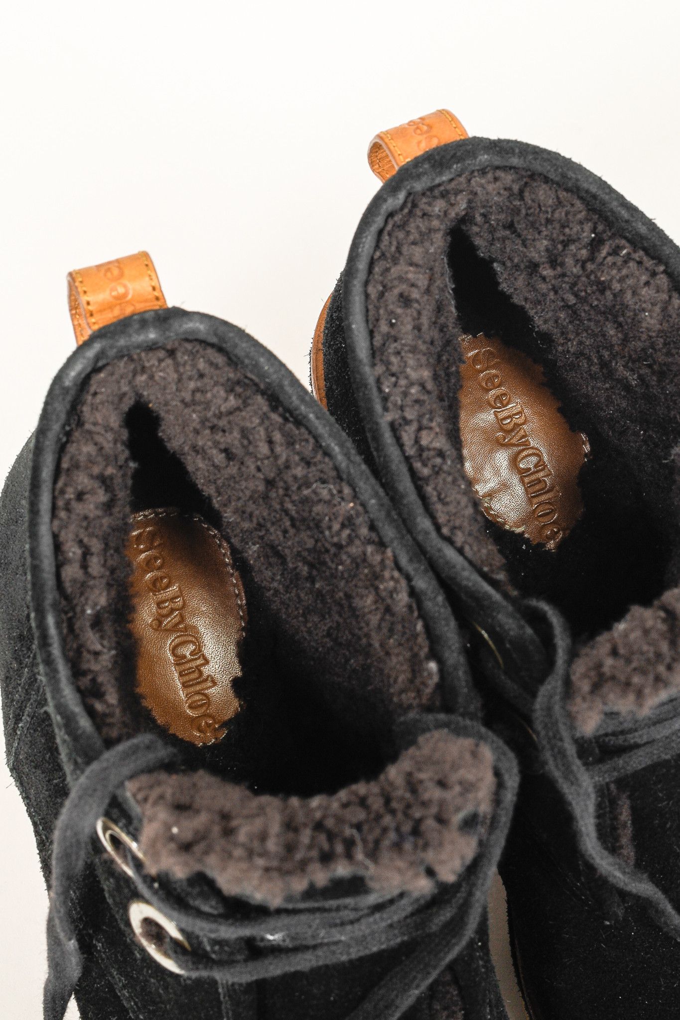 See by Chloe See by Chloe Ethel Shearling-Lined Suede Wedge Booties Size US 8.5 / IT 38.5 - 5 Thumbnail