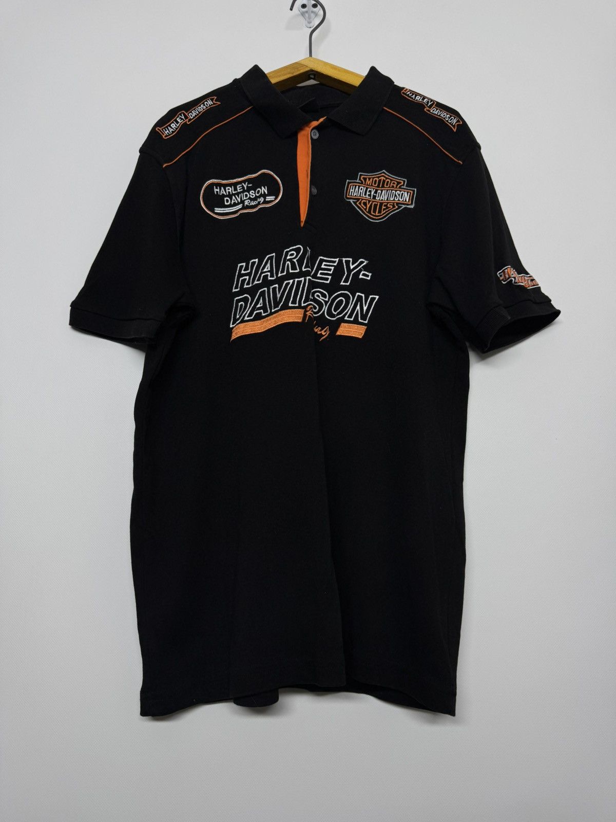 Harley Davidson Vintage Harley Davidson Motorcycle Sleeve Polo Shirt Size US XL / EU 56 / 4 - 7 Thumbnail