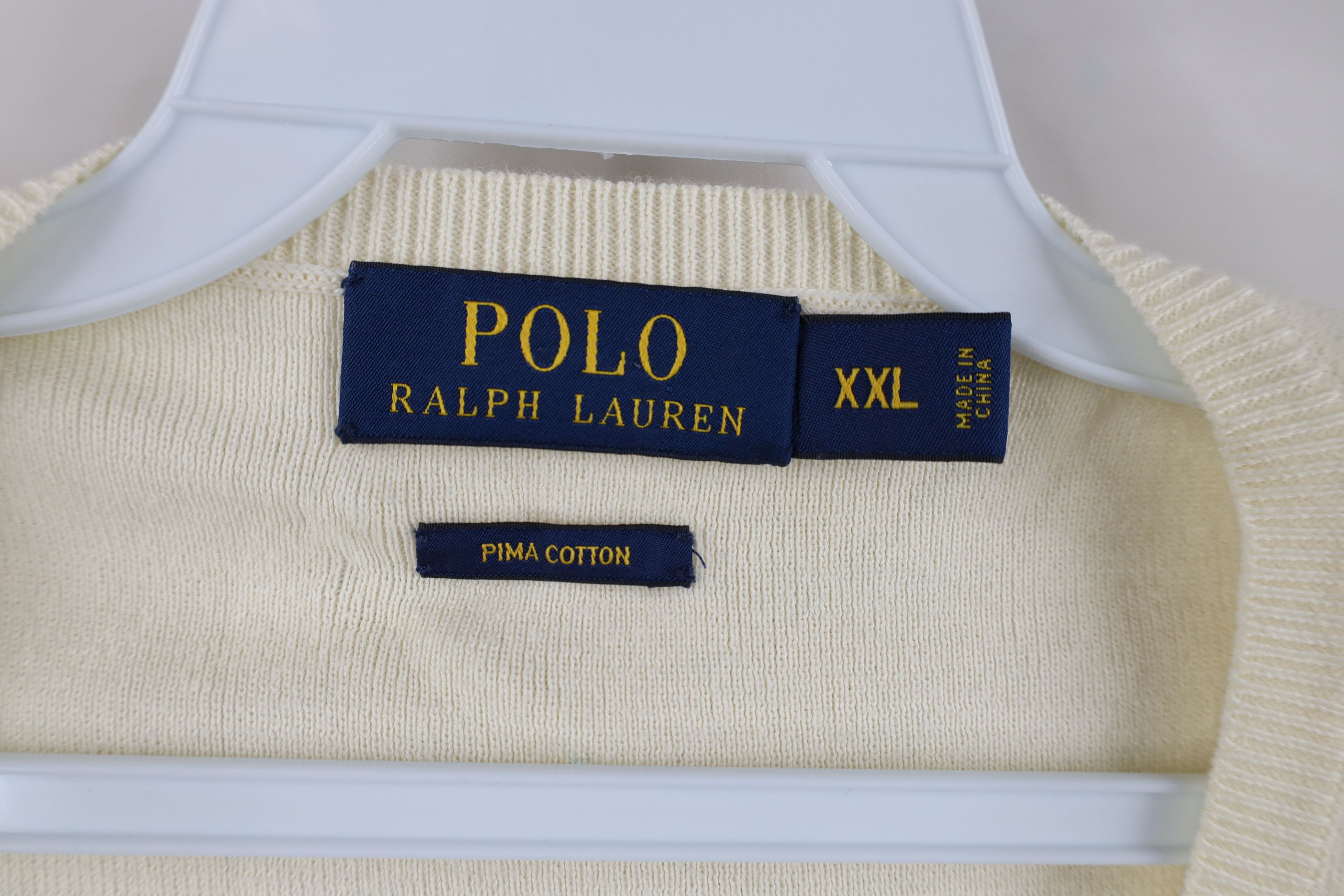 Ralph Lauren Vintage Ralph Lauren Cotton Ribbed Knit Sweater Vest Cream Size US XXL / EU 58 / 5 - 6 Thumbnail