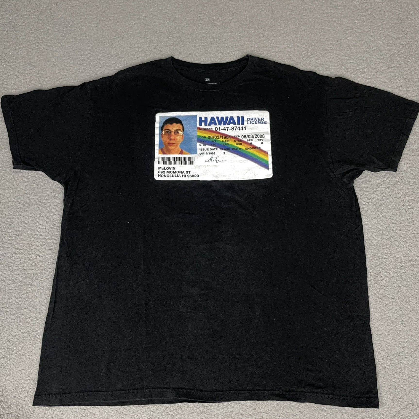 Ripple Junction McLovin Driver License Graphic T-Shirt Adult 2XL Black Short Sleeve Crew Neck Logo Ripple Junction 90s Superbad Movie Funny USA Men Size US XXL / EU 58 / 5 - 2 Thumbnail