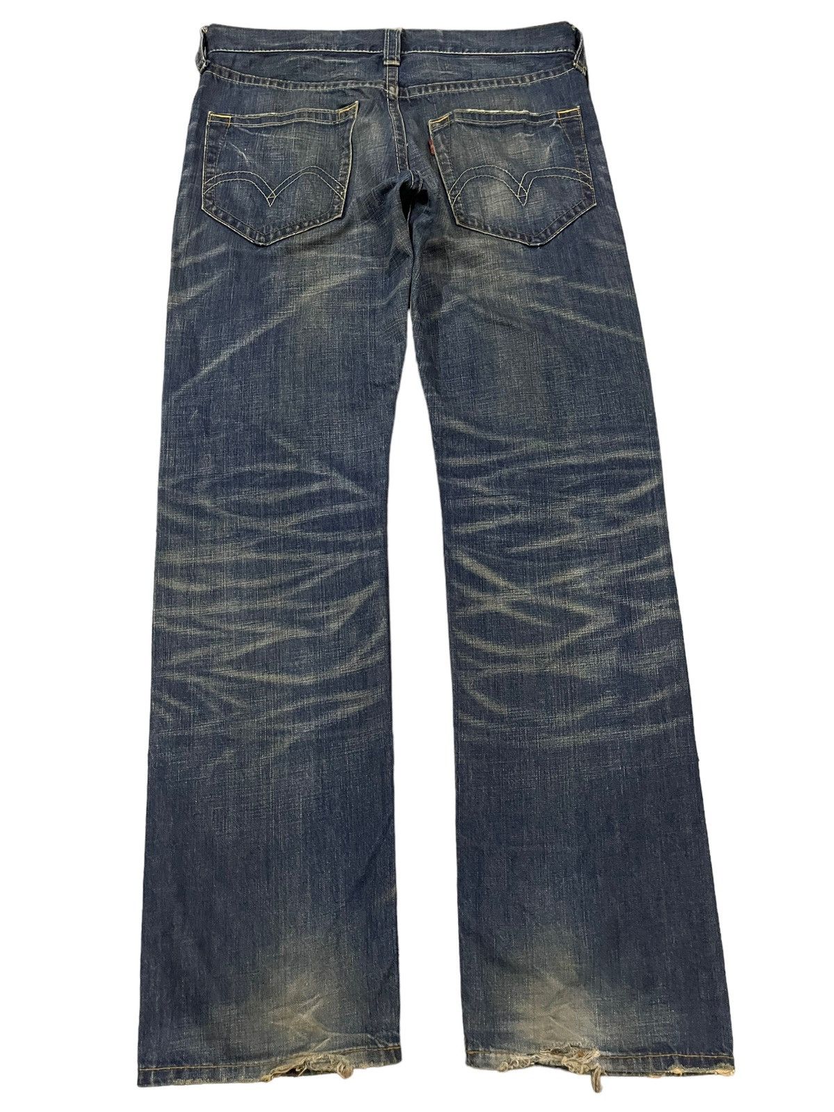 Levi's Vintage 90s Levis Blue Mud Wash Style Distress Loose Jeans Size US 34 / EU 50 - 2 Thumbnail