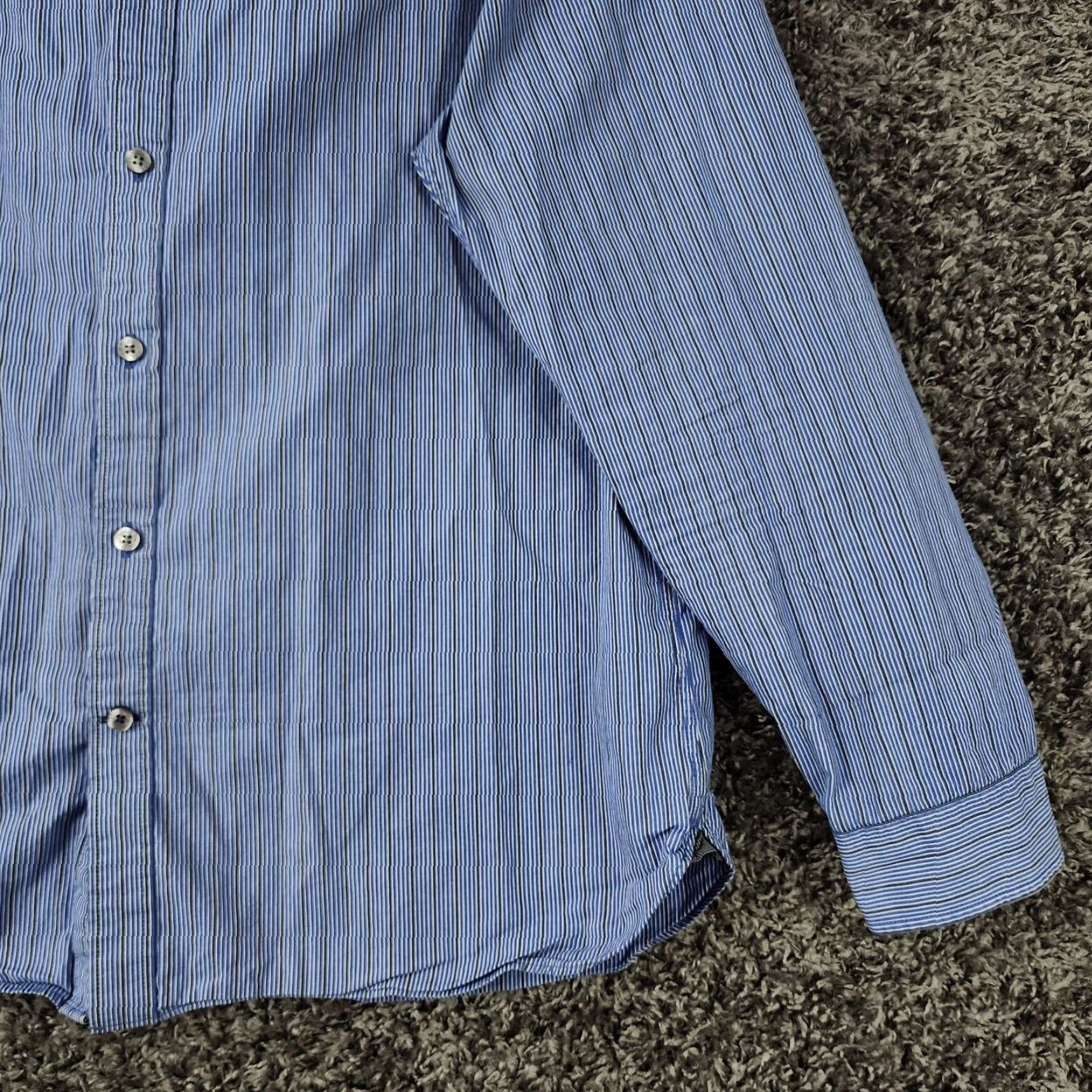 American Eagle Outfitters American Eagle Blue Striped Button Up Long Sleeve Slim Size XL Mens Size US XL / EU 56 / 4 - 2 Thumbnail