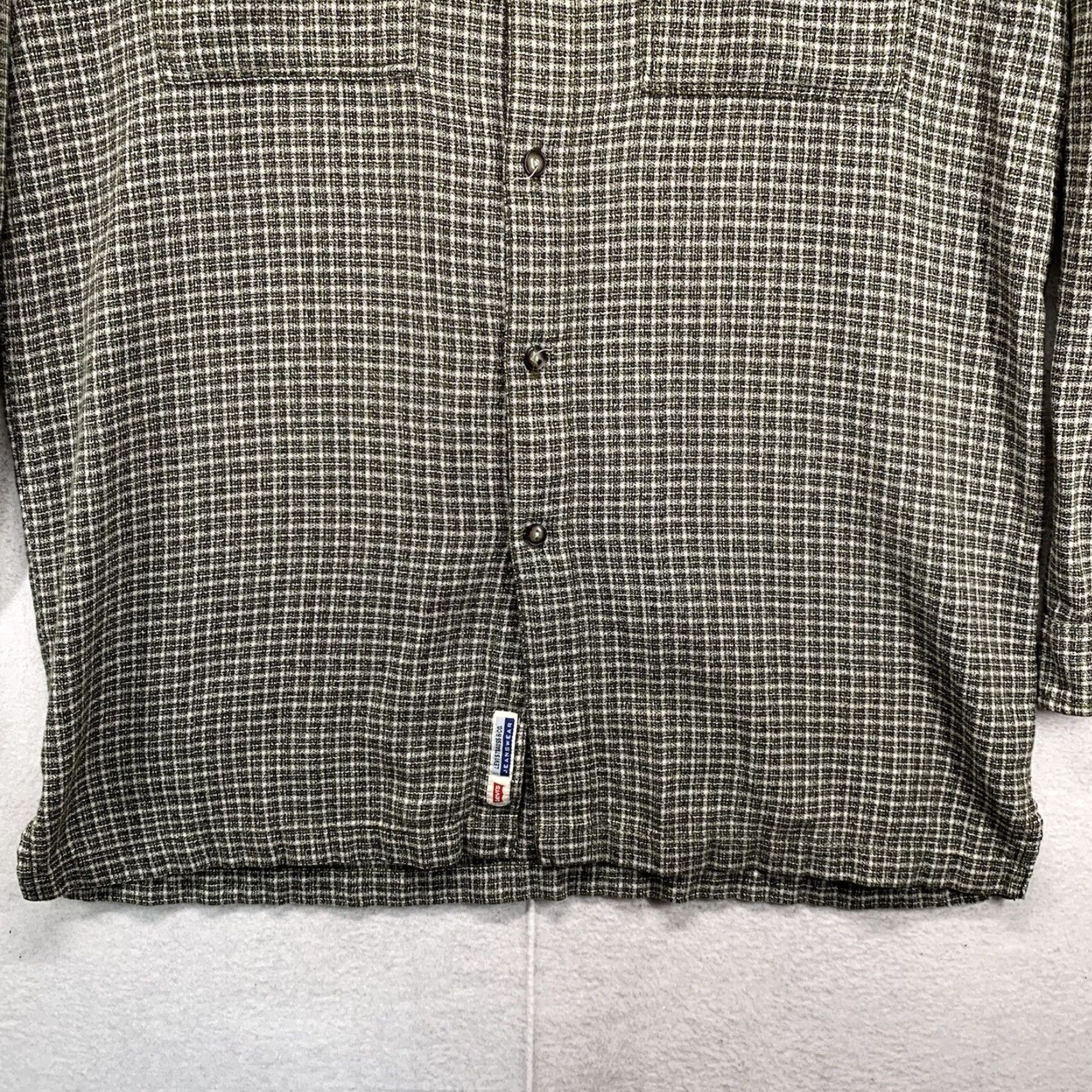 Levi's VINTAGE Levi's Button-Up Green Plaid Flannel Medium 100% Cotton Blue Tab Shirt Mens Regular Long Sleeve Pockets Western 90s Size US 31 - 5 Thumbnail