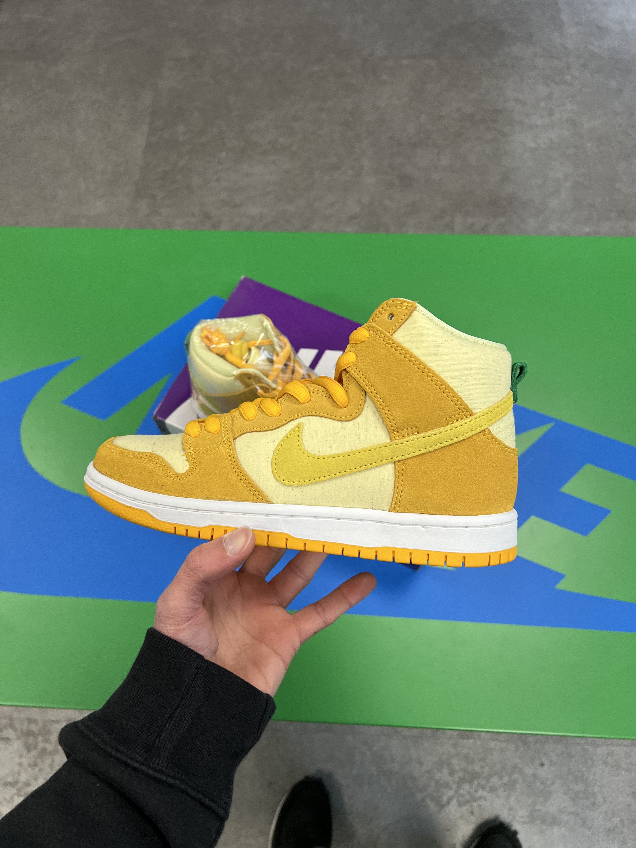 image of Nike Sb Dunk High Pineapple Shoes in Yellow, Men's (Size 5.5)