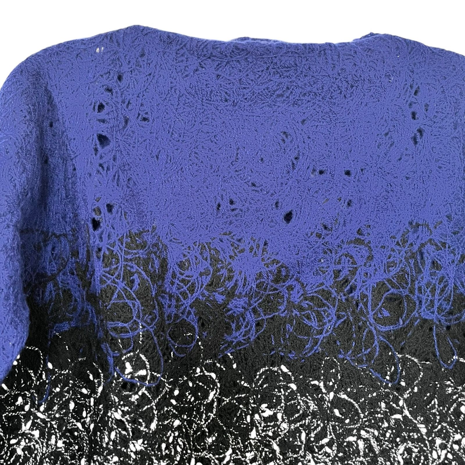 Other PierAntonio Gaspari Blue Black Ombre Embroidered Wool Top Size M / US 6-8 / IT 42-44 - 4 Thumbnail