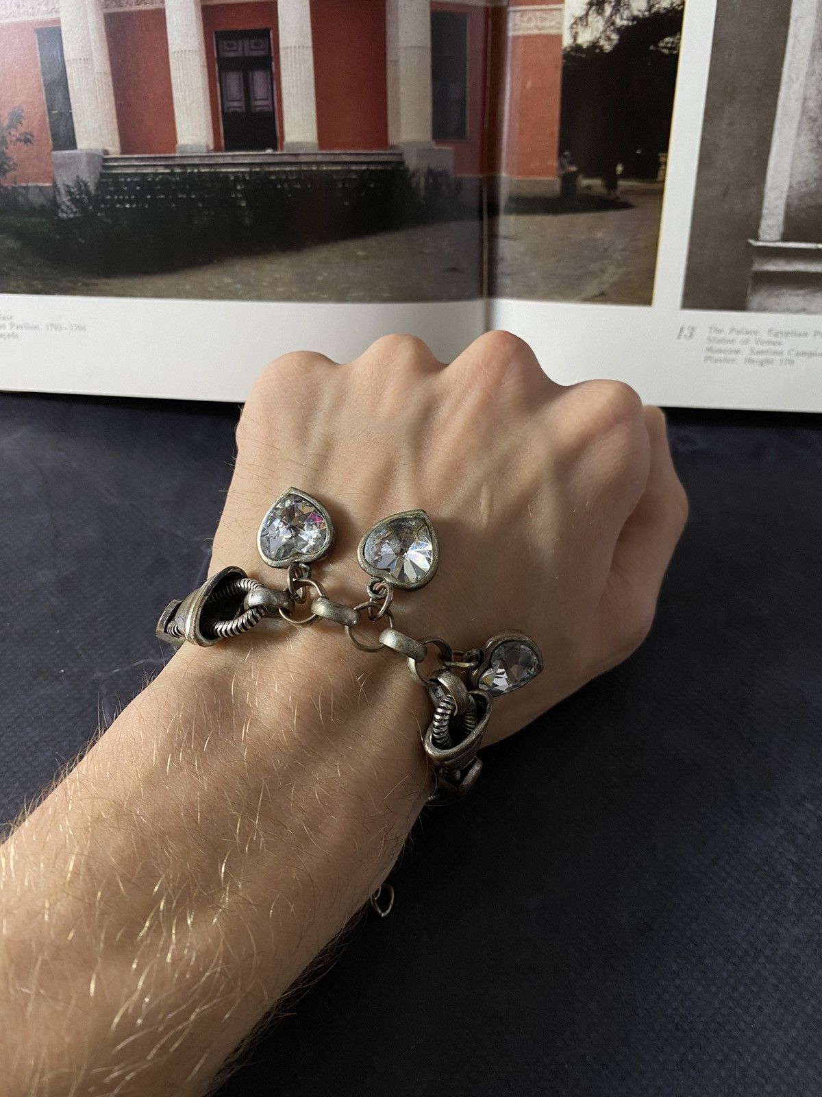 Jewelry Bracelet with Heart Charms - Vintage! Size ONE SIZE - 8 Thumbnail