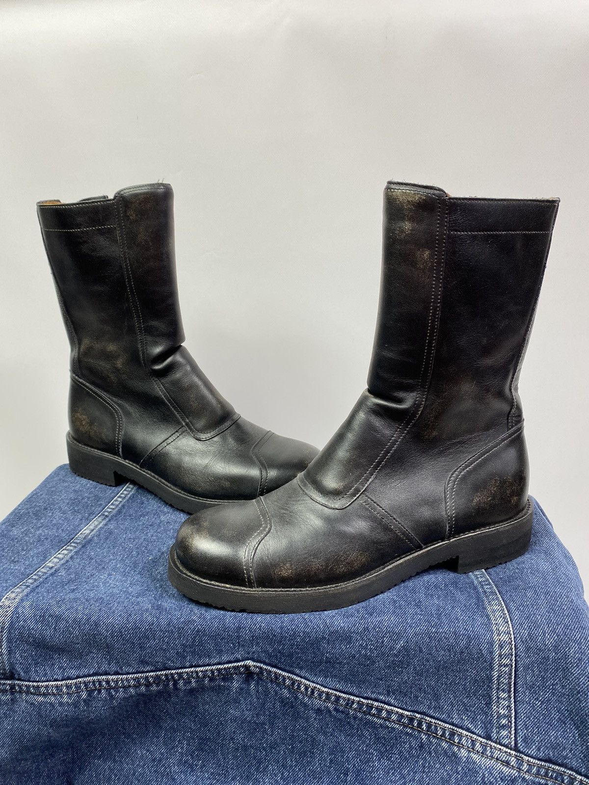 Archival Clothing Martin Margiela Replica Motorcycle Leather Boots | Grailed