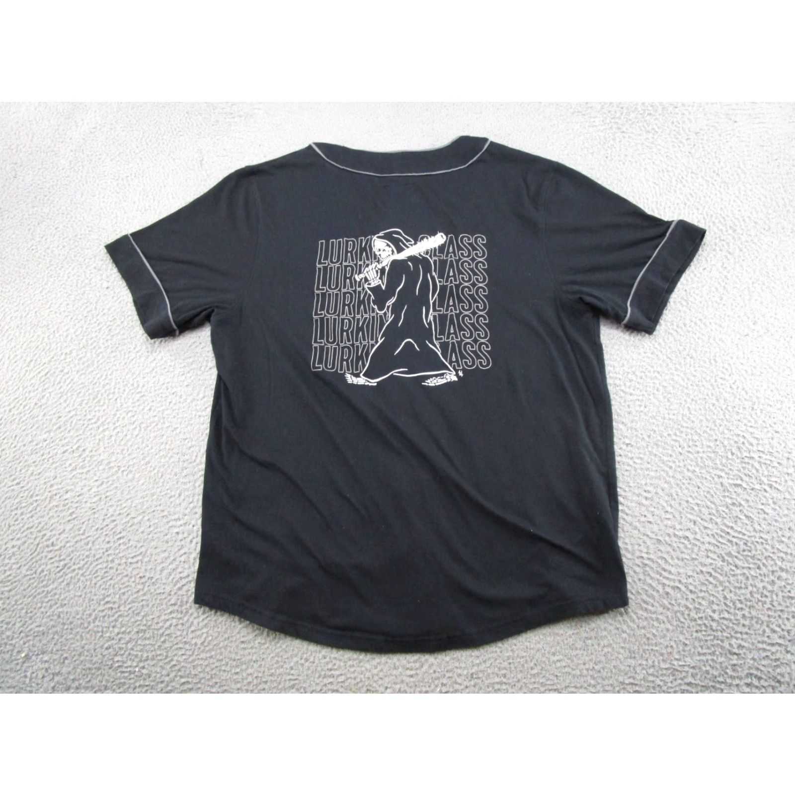 Bones Lurking Class Shirt Skull Embroidered Black Baseball Jersey - Mens L Size US L / EU 52-54 / 3 - 4 Thumbnail