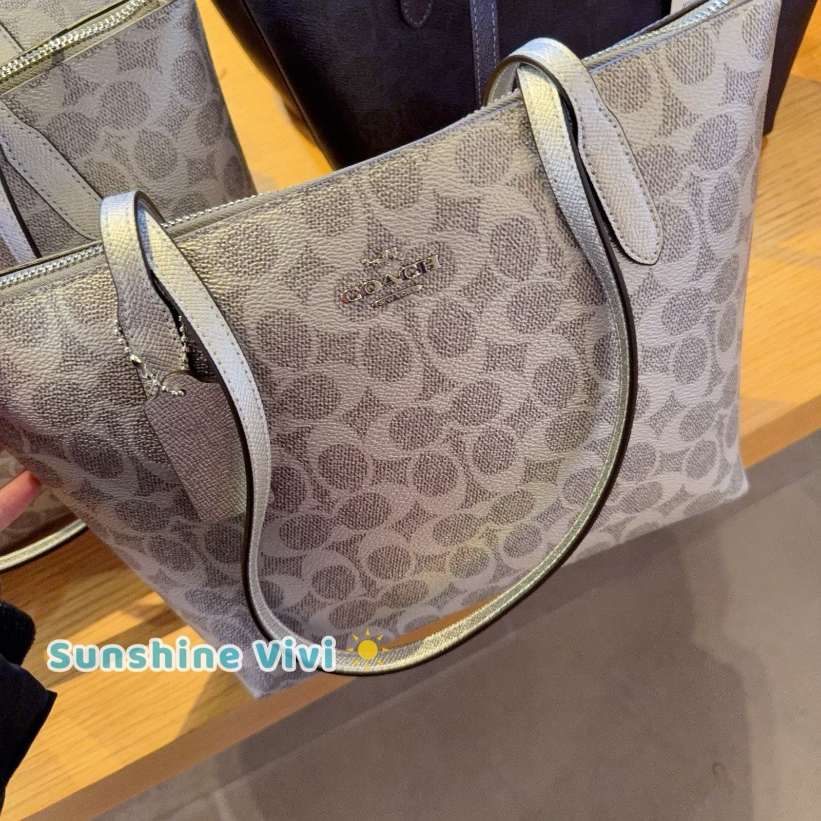 Coach NWT COACH Fiona Zip Tote Bag Canvas CW396, Gray/Silver Size ONE SIZE - 6 Thumbnail
