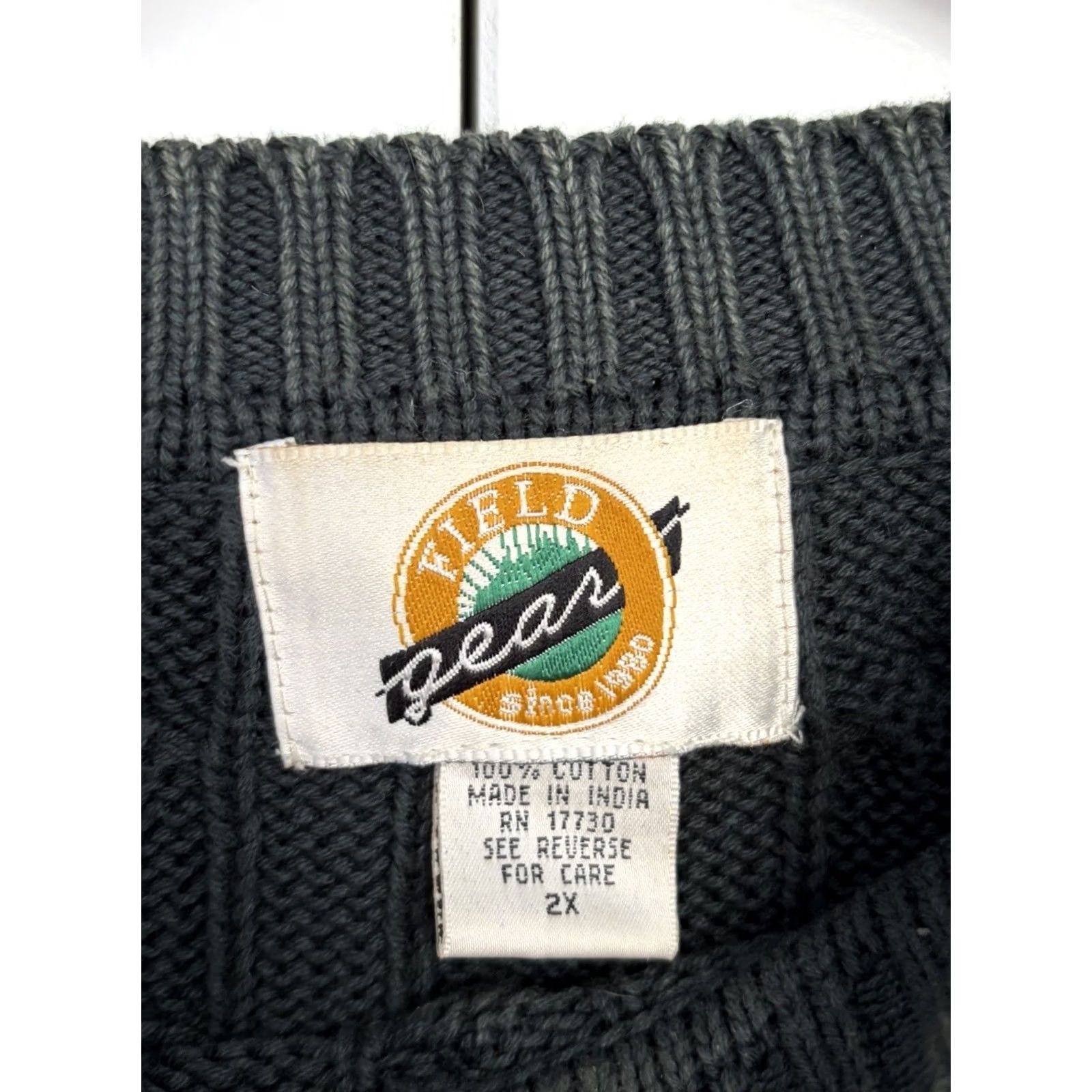 Vintage VINTAGE Field Gear Cable Knit Heavy Sweater Crew Neck Green 2XL Mens Pullover Knit 90s Nautical Pattern Solid Long Sleeve Cotton Casual Seasonal Size US XXL / EU 58 / 5 - 5 Thumbnail