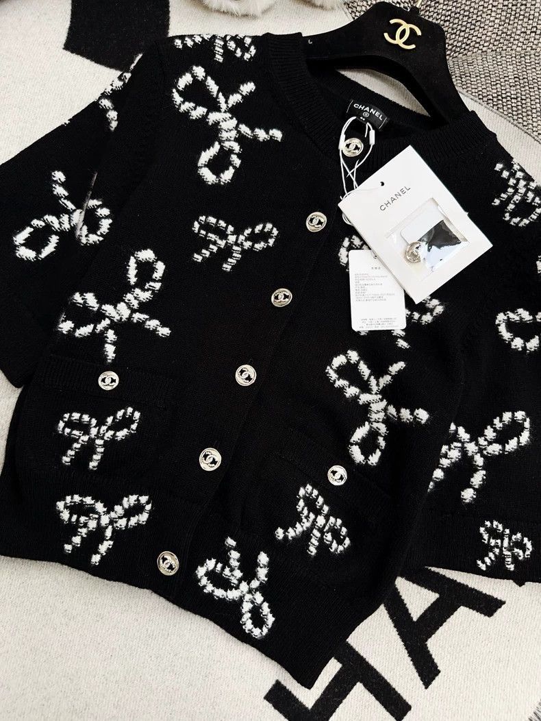 Chanel Chanel Black Bow Knit Cardigan Jacket Size M / US 6-8 / IT 42-44 - 3 Thumbnail