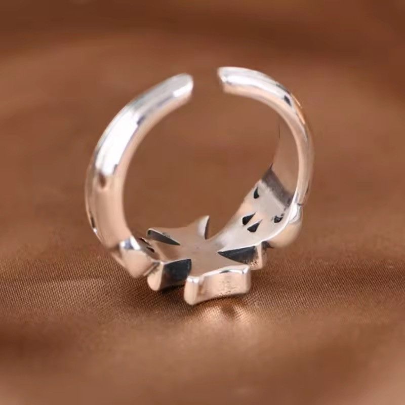 Jewelry Cross Ring - Cybercore Minimalist Adjustable Ring Size ONE SIZE - 4 Thumbnail