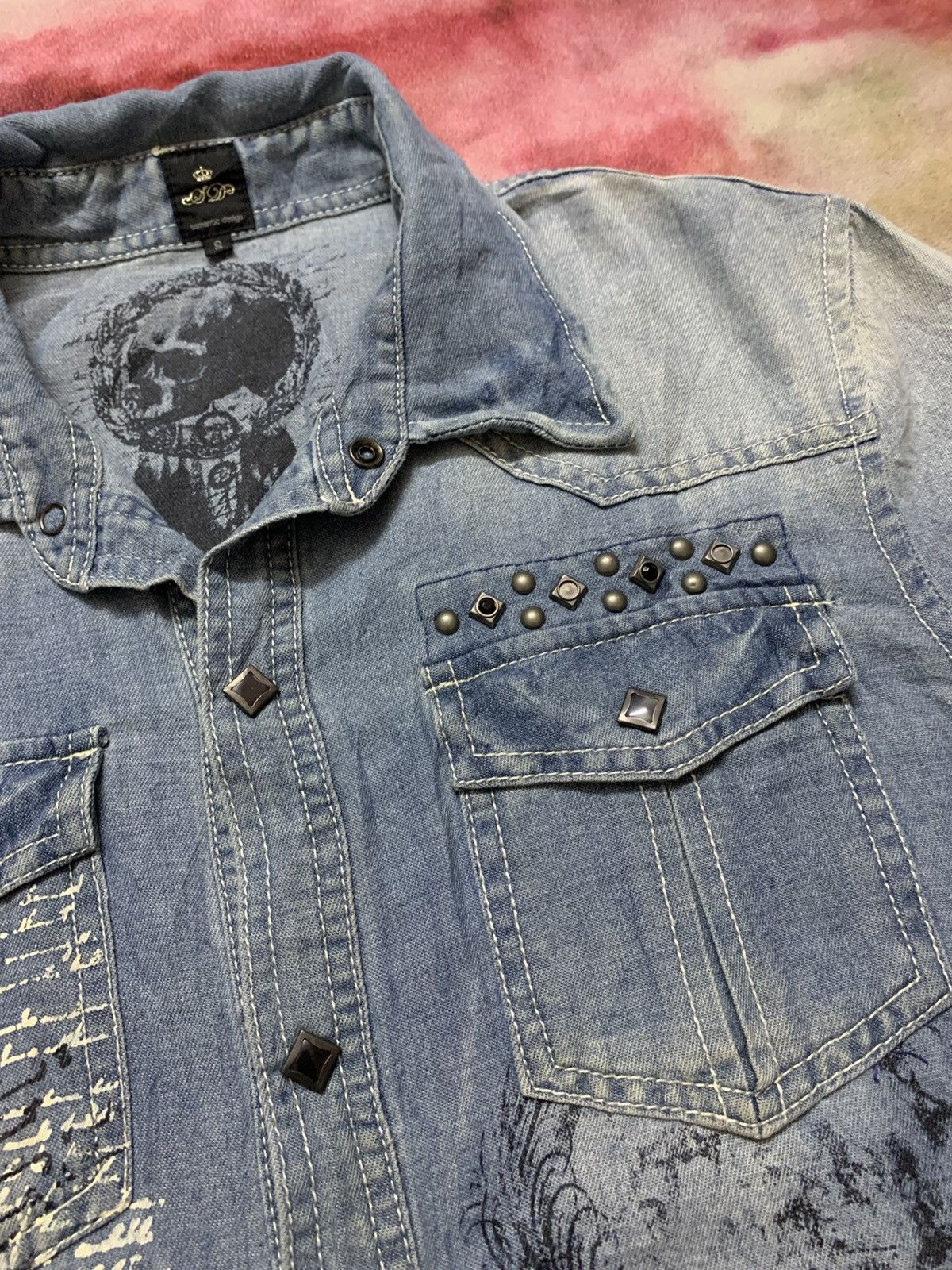 semanticdesign 2000’s Semantic - Tribal Poem Punk Grunge Chambray Shirt Size US S / EU 44-46 / 1 - 8 Thumbnail
