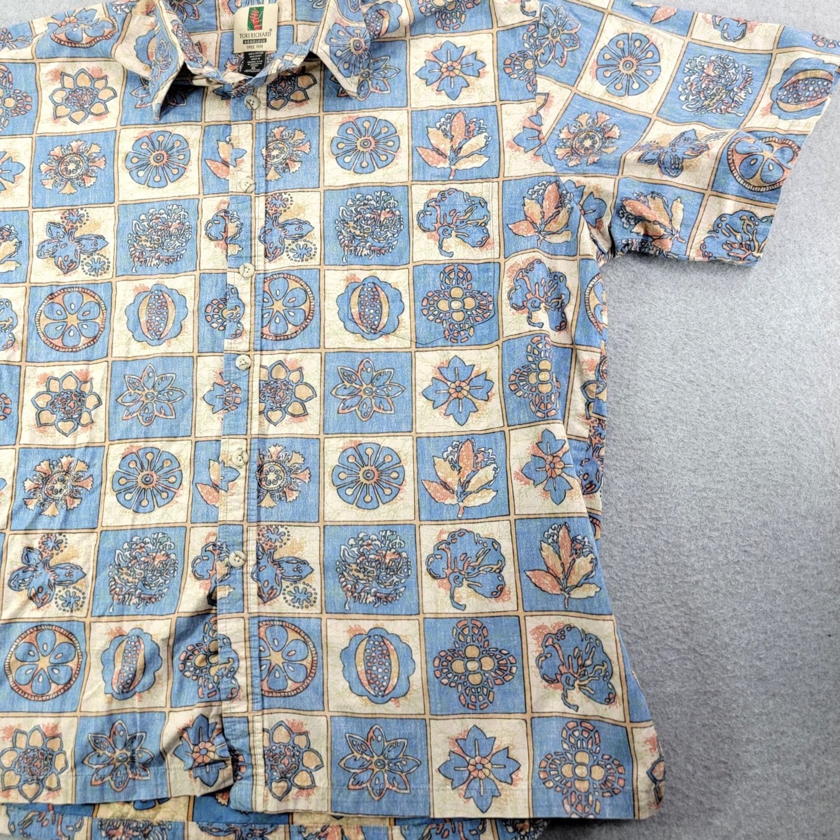 Tori Richard Tori Richard Shirt Mens XL Blue Floral Hawaiian Aloha Short Sleeve Button Cotton Size US XL / EU 56 / 4 - 4 Thumbnail
