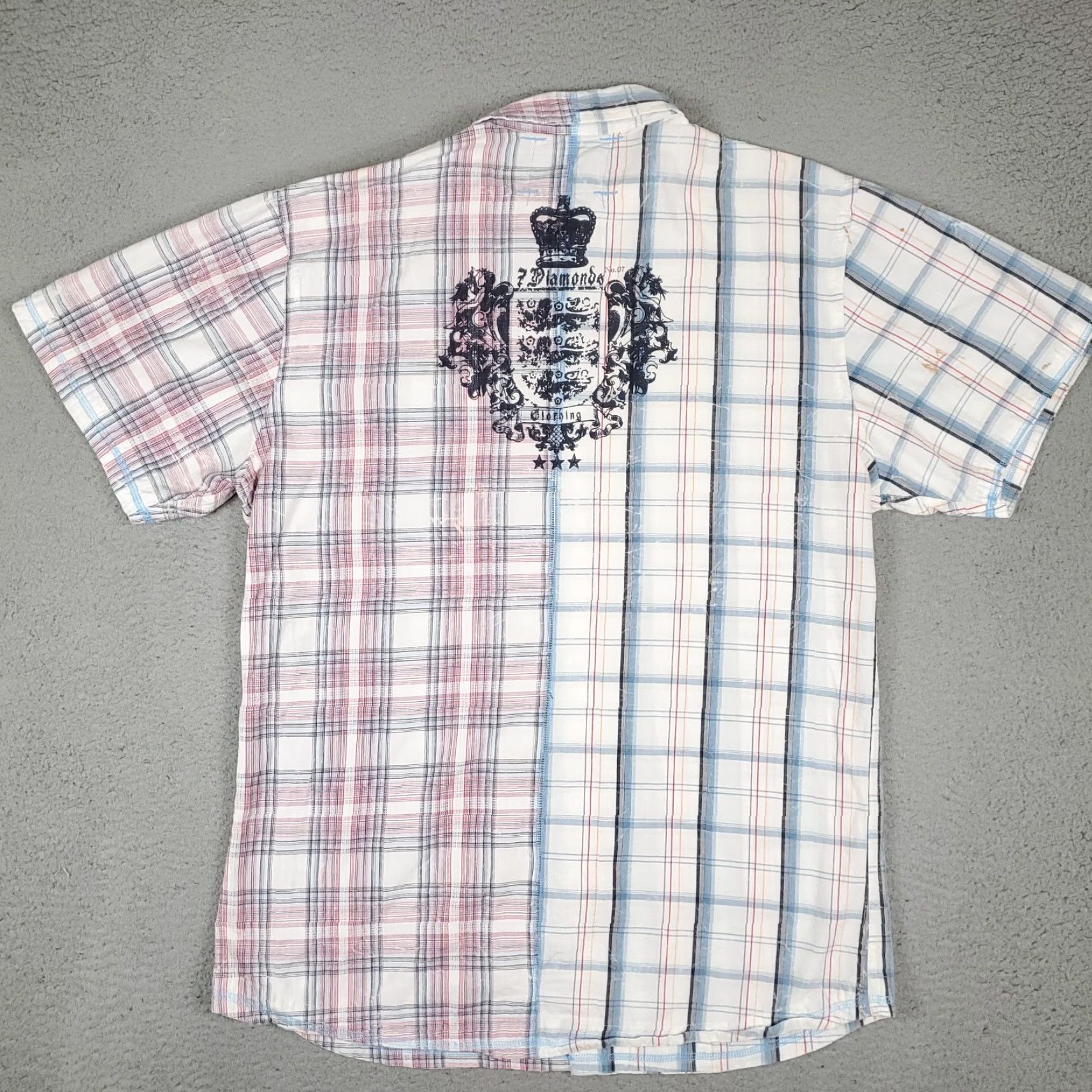 Vintage 7 Diamonds Button-Up Shirt Snap Plaid Blue 2XL Mens Regular Short Sleeve Vintage-Style? Note: Ensure clarity. Size US XXL / EU 58 / 5 - 4 Thumbnail