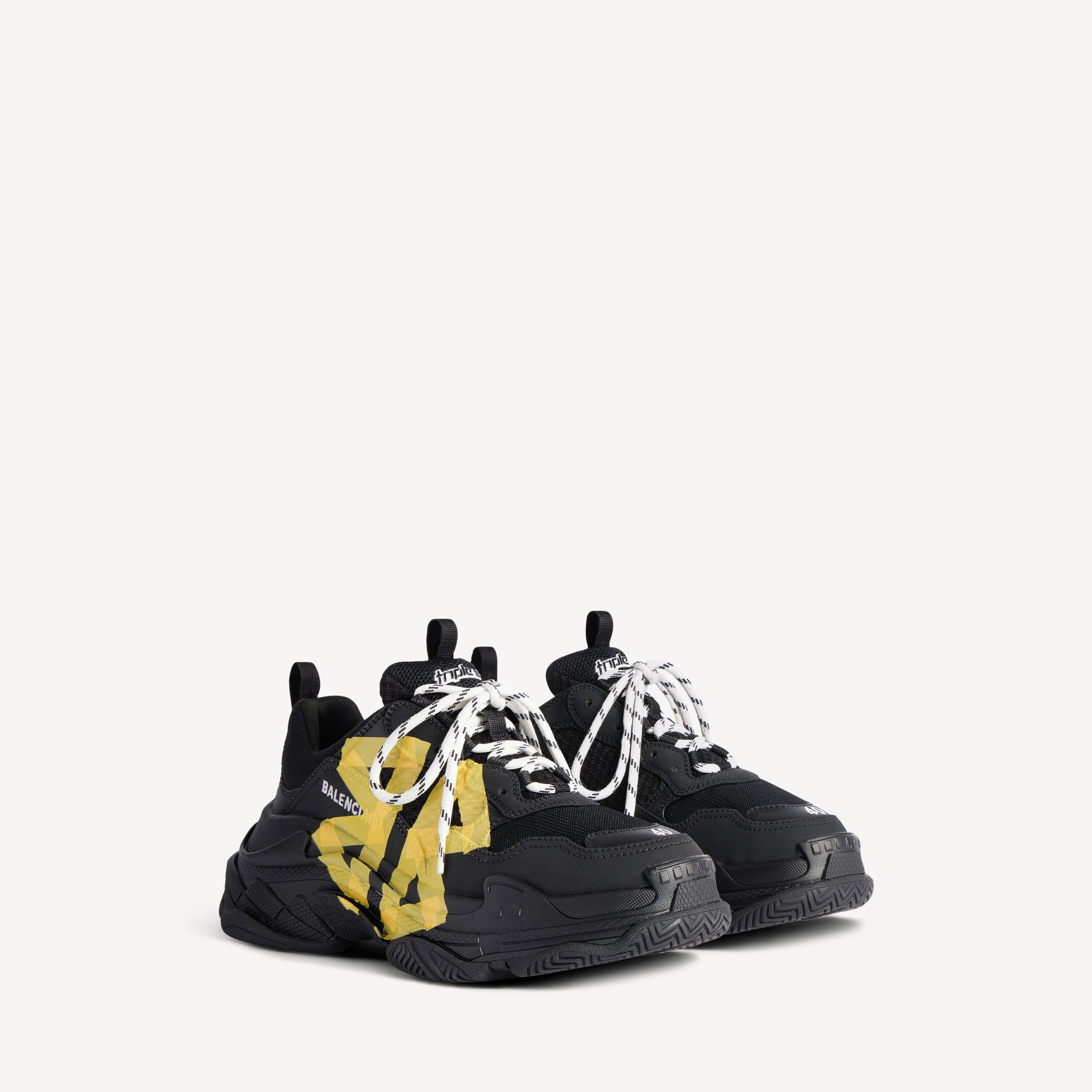 Balenciaga os11x0126 Triple S Tape Type Sneakers in Black Size US 10 / EU 43 - 2 Thumbnail