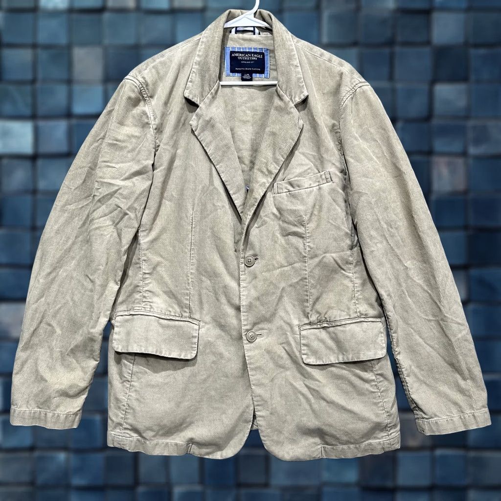 American Eagle Outfitters American Eagle Blazer Mens Large Brown Tan Corduroy Sport Coat Academia Y2K EUC Size 40R - 1 Thumbnail