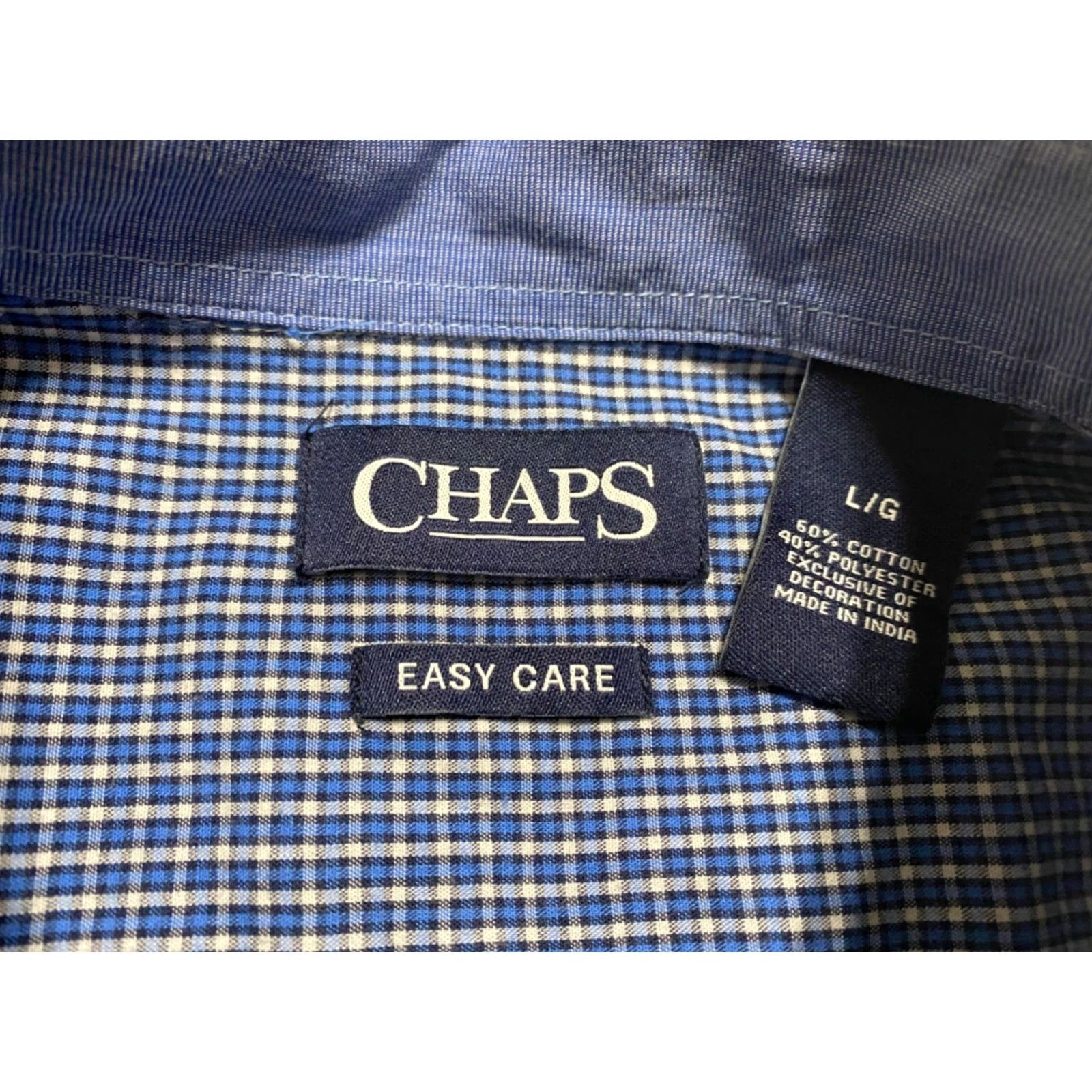 Chaps Chaps Ralph Lauren Mens Large Shirt Blue Plaid Check Long Sleeve Button-Down Shirt L Green Cotton, Polyester Size US L / EU 52-54 / 3 - 5 Thumbnail