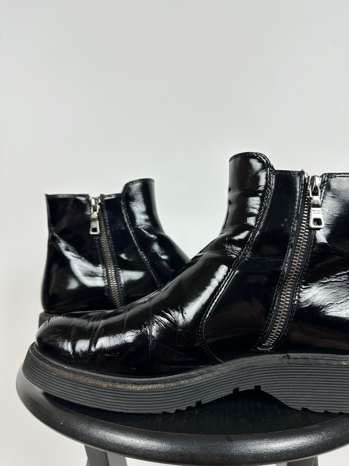 Prada Women’s Prada Black Patent Leather Ankle Boots Size US 9.5 / IT 39.5 - 17 Thumbnail