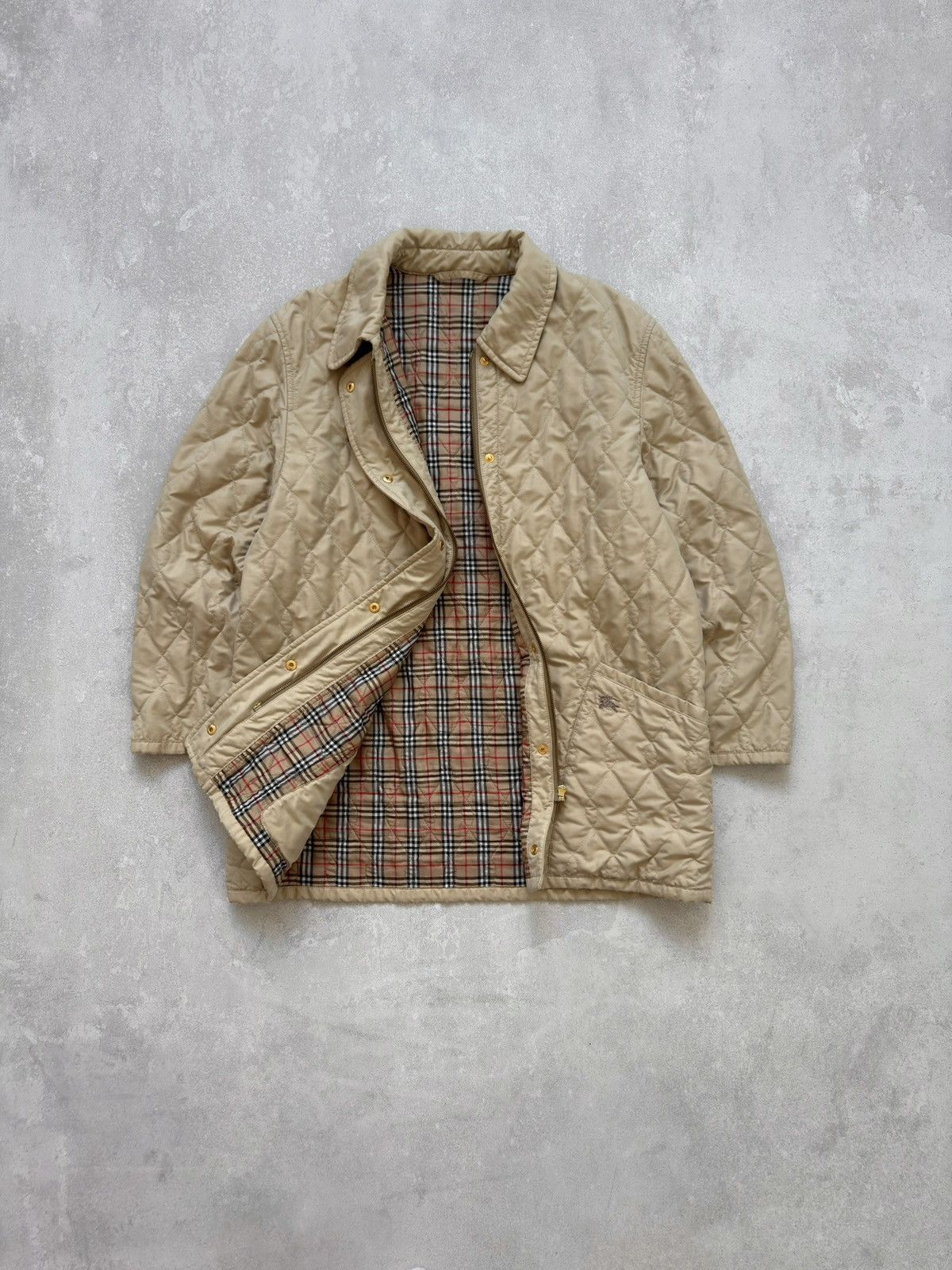 Burberry Vintage Burberrys 90s Nova Check Quilted Coat Jacket Logo Size US L / EU 52-54 / 3 - 1 Thumbnail