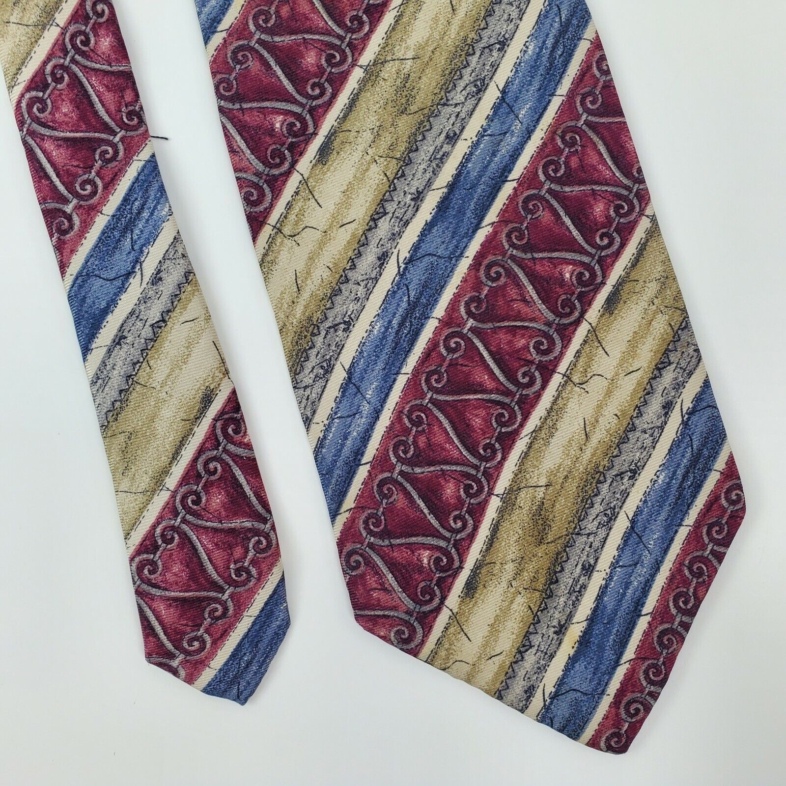 Bill Blass Bill Blass Striped Red Tan Silk Tie Classic Size ONE SIZE - 1 Thumbnail