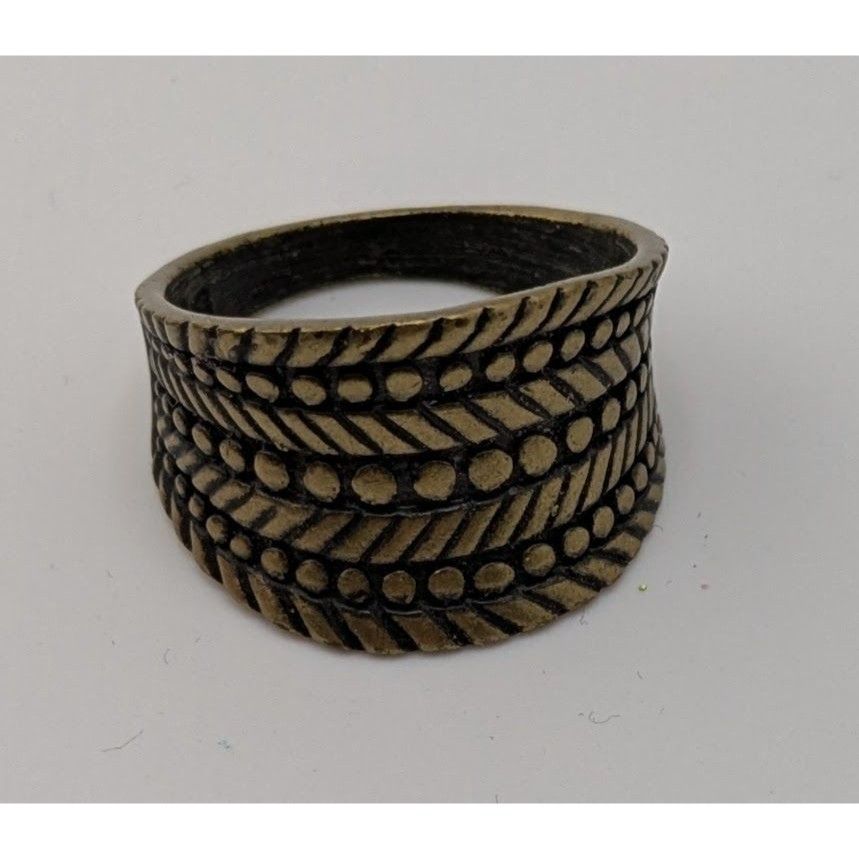 Other Vintage Lia Sophia "Rattan" Brass-Tone Wide Band Ring Size 9 Size ONE SIZE - 8 Thumbnail
