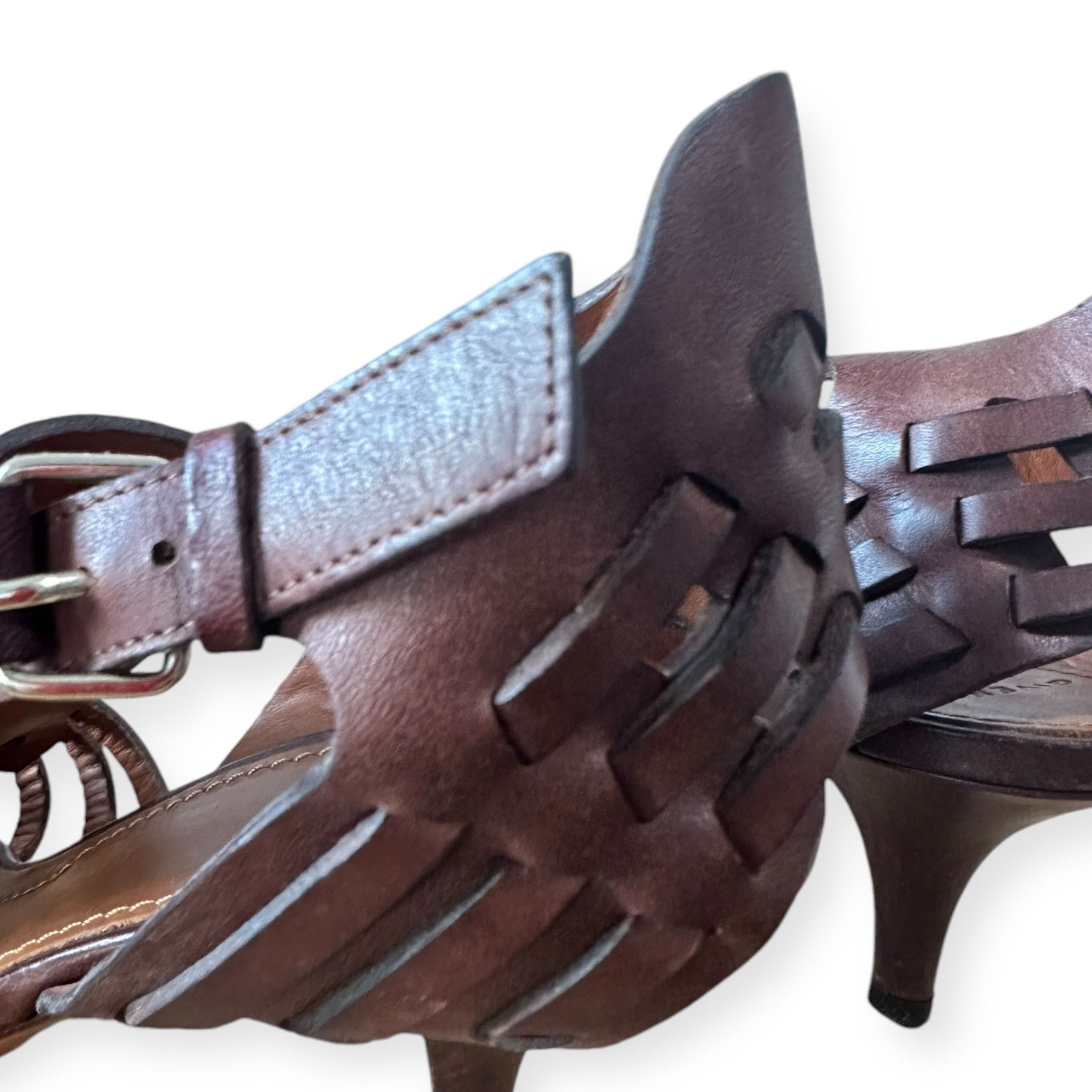 Givenchy Givenchy Brown Leather Gladiator Huarache Sandal, Mid Heel, Size US 8.5 / IT 38.5 - 13 Thumbnail