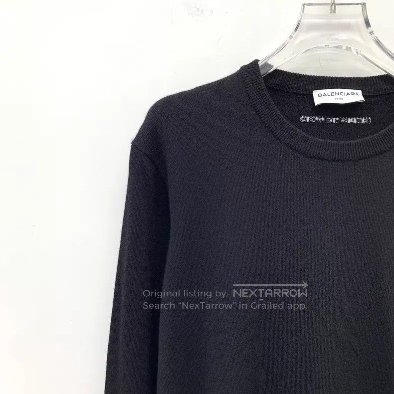 Balenciaga Balenciaga Black Logo Letter Round Neck Wool Knit Sweater Size XS / US 0-2 / IT 36-38 - 3 Thumbnail