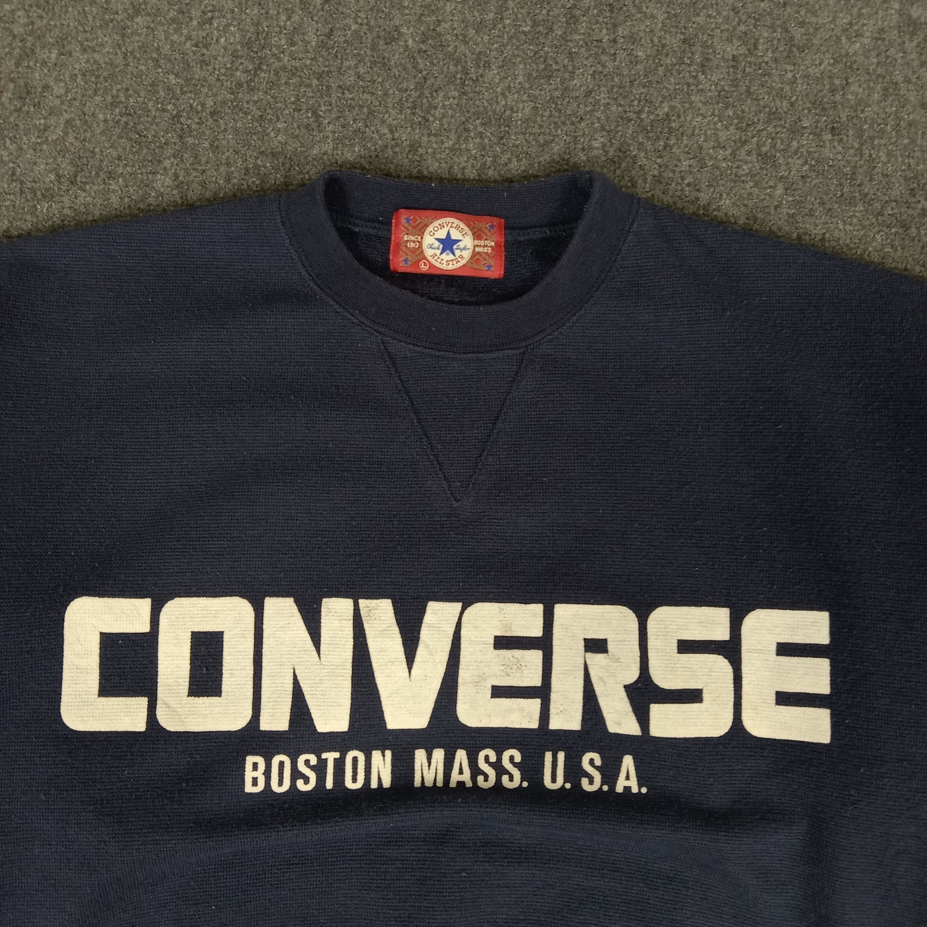 Converse × Vintage Converse Boston Mass U.S.A. Spellout Sweatshirt Size US L / EU 52-54 / 3 - 2 Thumbnail