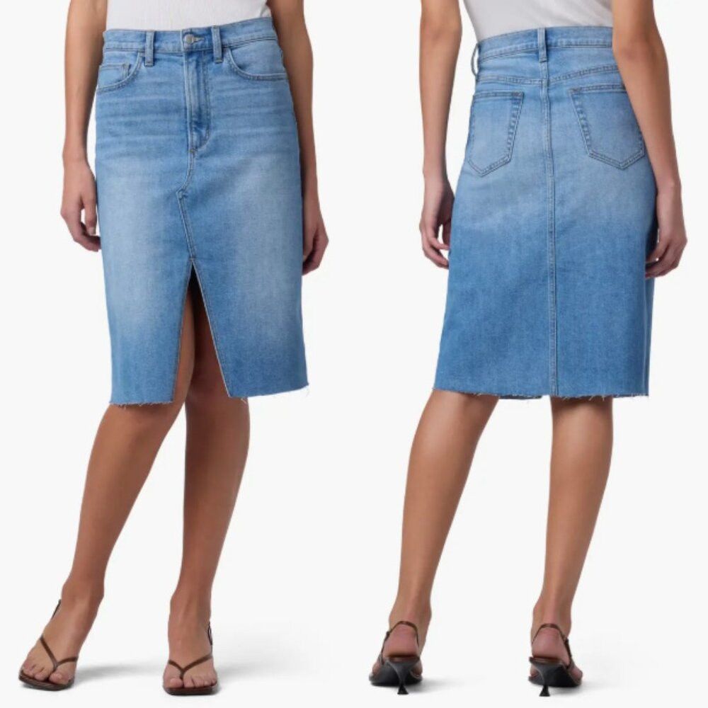 Joe's NWT New $218 Joe's High Waist Midi Denim Skirt In Free Fall Size 29" - 1 Thumbnail