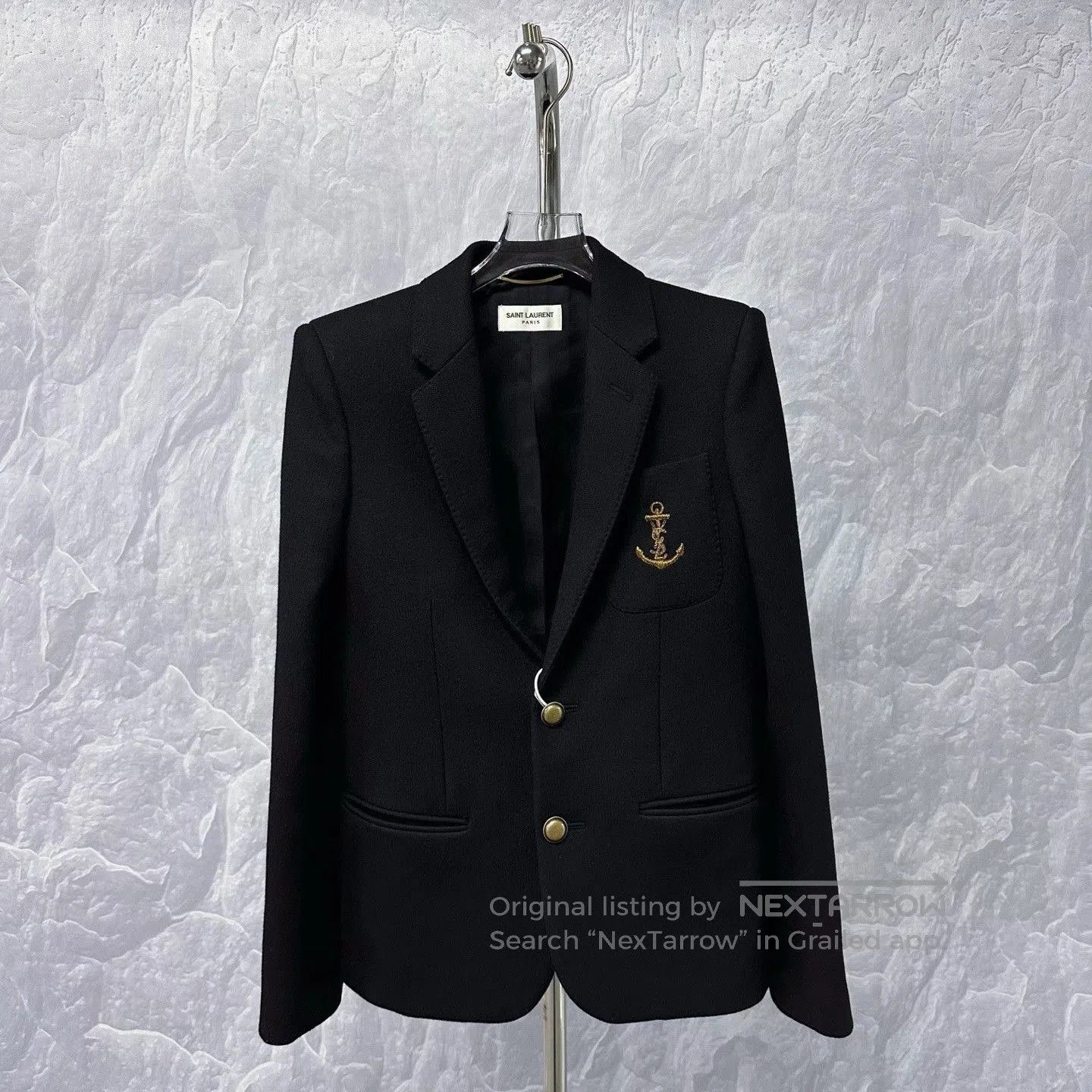 Saint Laurent Paris Saint Laurent Anchor Embroidered Wool Blazer. Size XS / US 0-2 / IT 36-38 - 1 Thumbnail