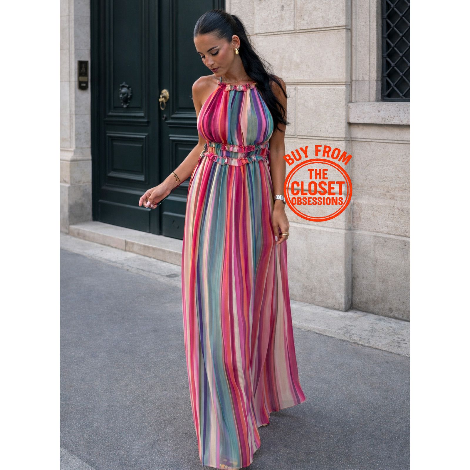 Mango MANGO Resort Stripe Halter Maxi Vacation Dress NWT Size M / US 6-8 / IT 42-44 - 2 Thumbnail
