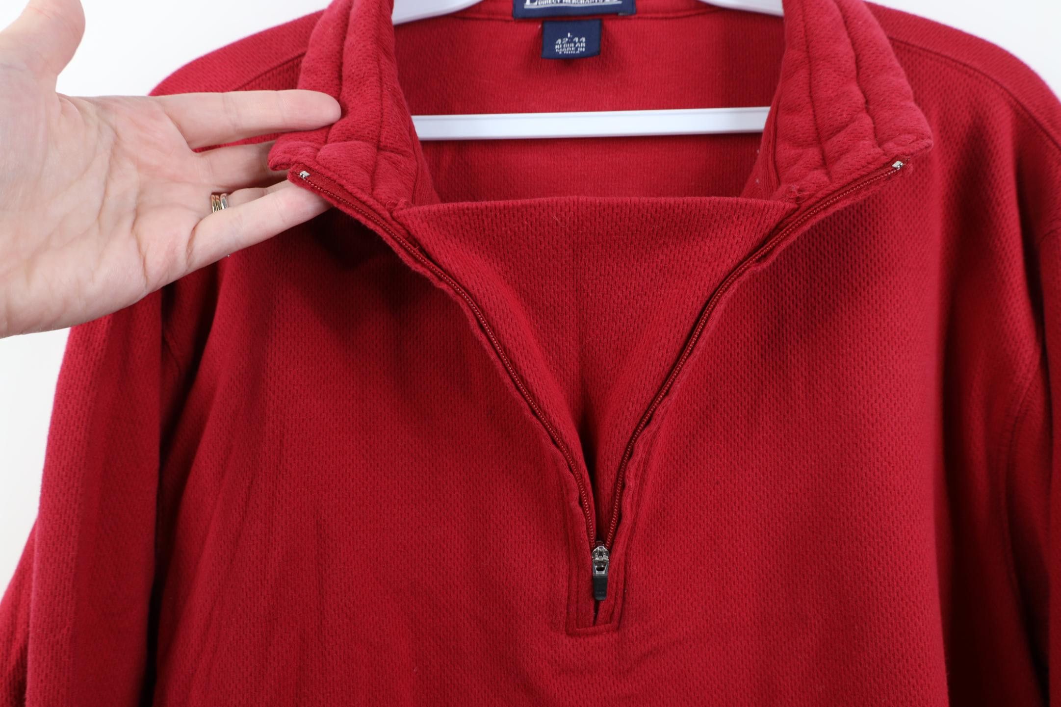Lands' End Vintage 90s Lands End Thermal Waffle Knit 1/4 Zip Sweater Size US L / EU 52-54 / 3 - 4 Thumbnail