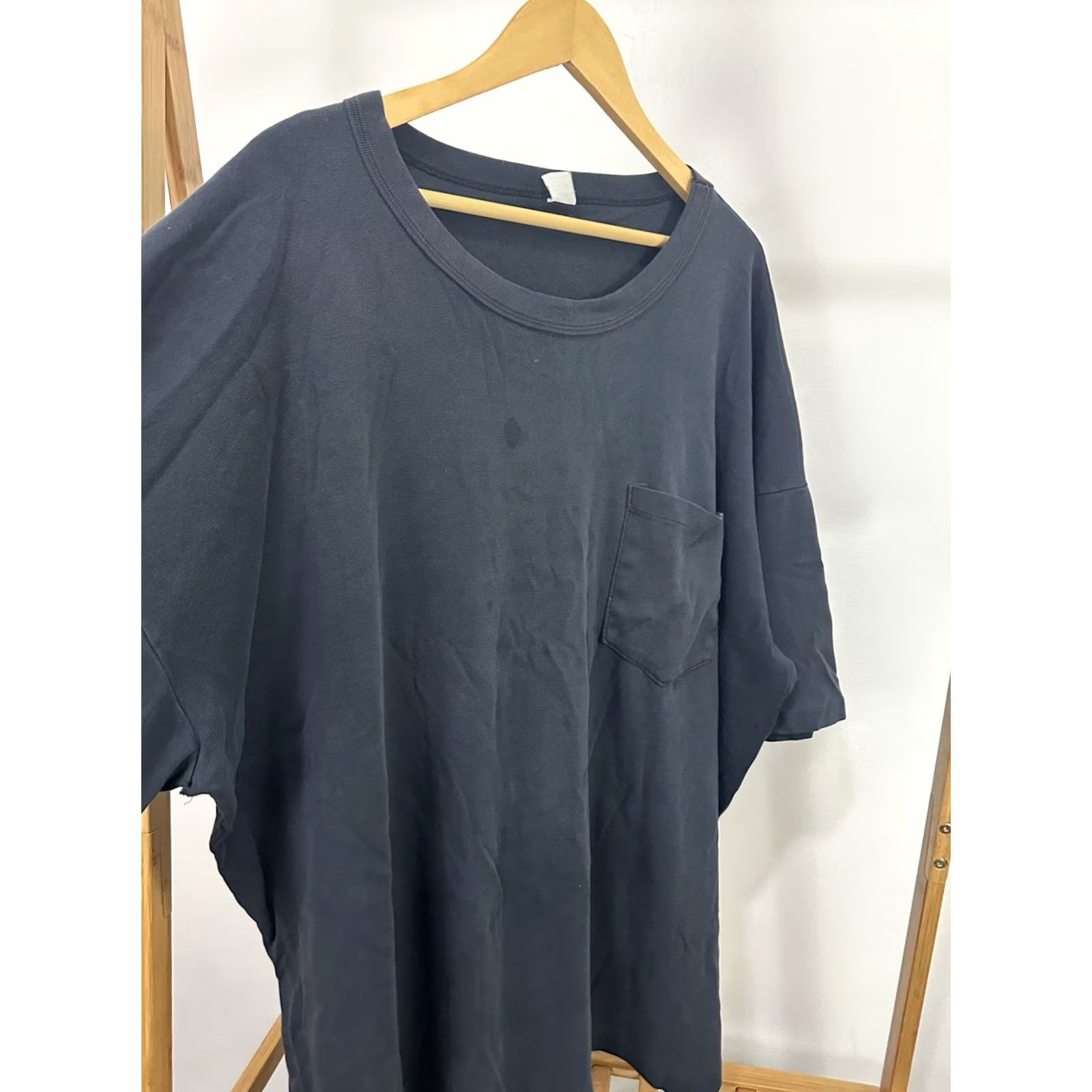 Vintage VTG Blank Pocket Front Faded Reinforced Collar Thick Cotton T-Shirt RARE 4XL USA Size US XXL / EU 58 / 5 - 4 Thumbnail