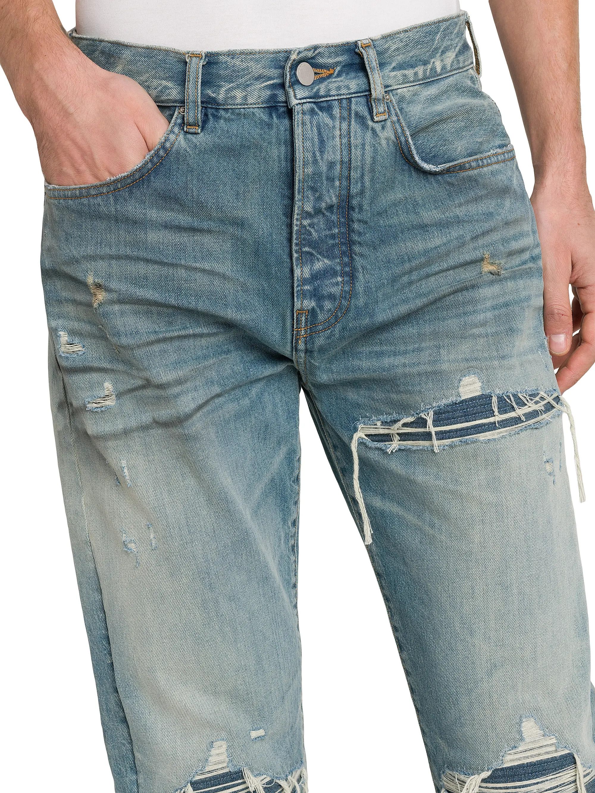 Amiri os11x1225 Mx1 Distressed Mid-Rise Straight-Leg Jeans in Blue Size US 30 / EU 46 - 6 Thumbnail