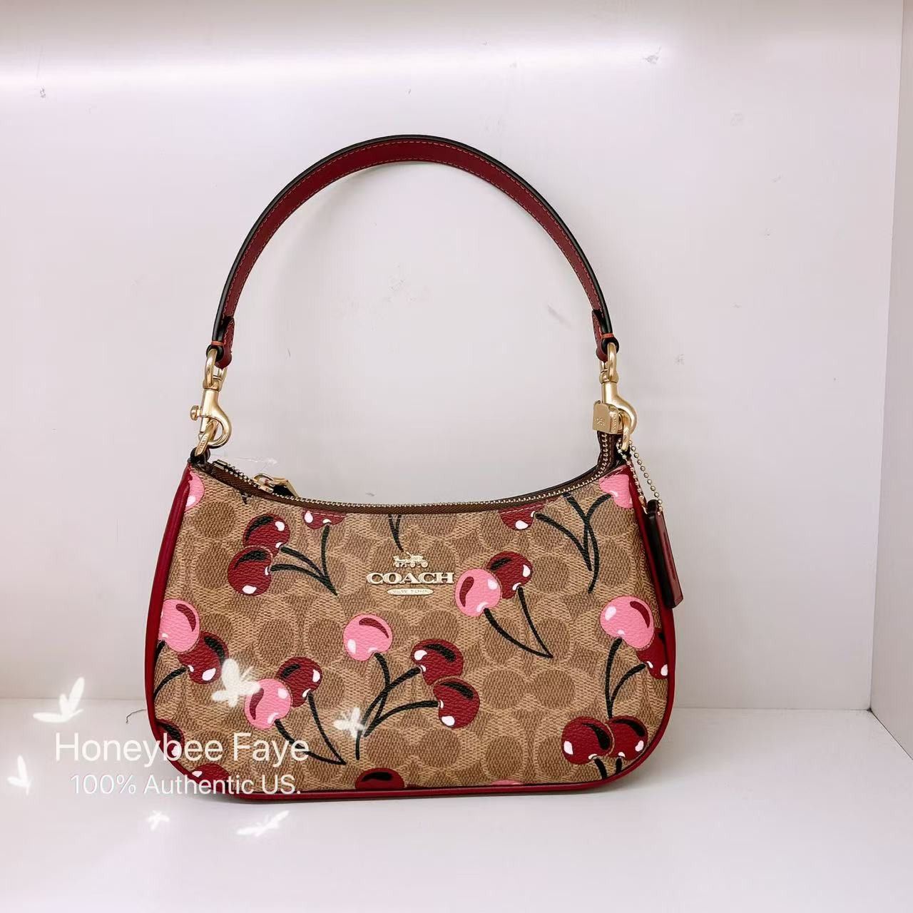Coach Teri Shoulder Bag In Signature Canvas With Cherry CY694 Size ONE SIZE - 3 Thumbnail