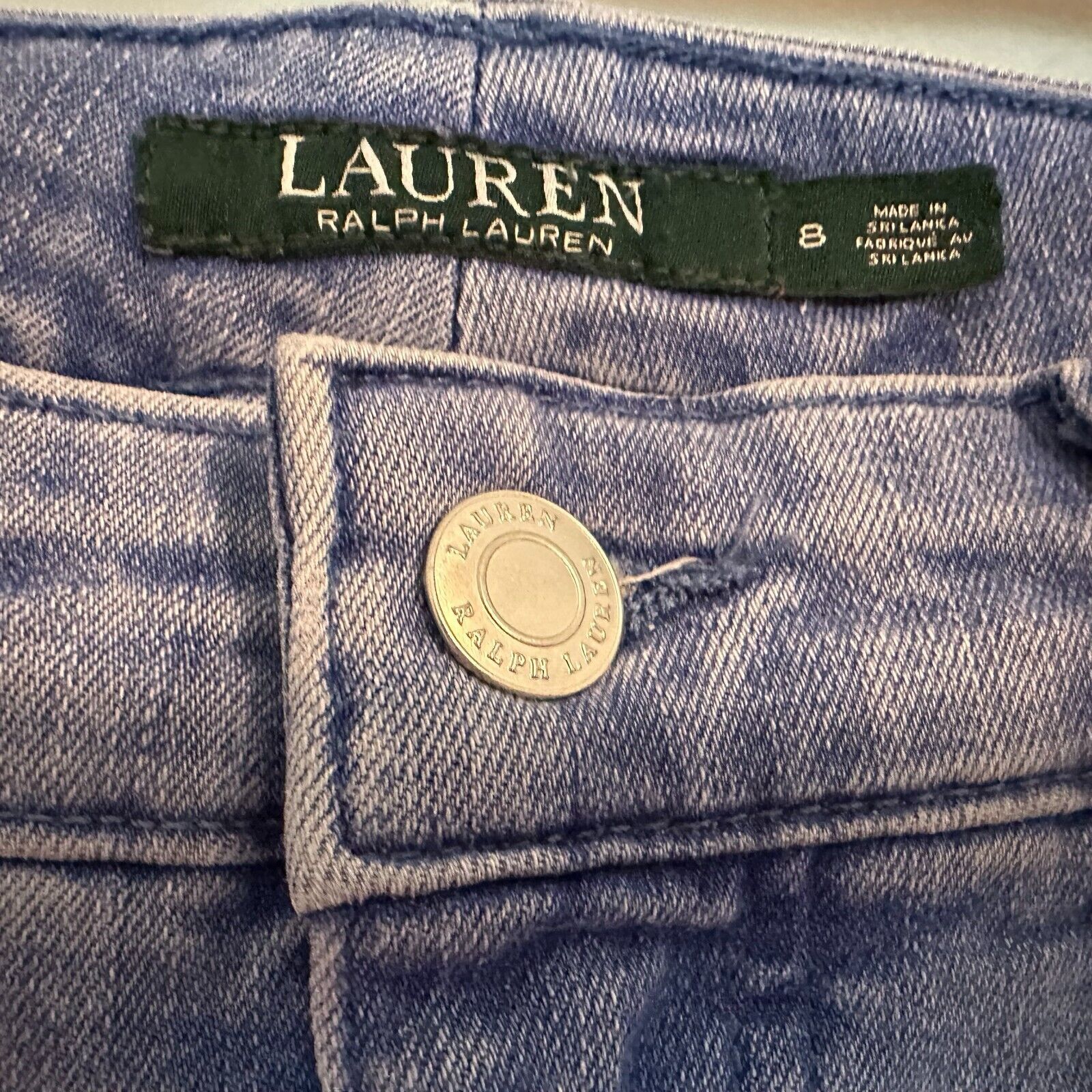 Lauren Ralph Lauren Lauren "Ralph Lauren" Embroidered Hem Cropped Blue Jeans Sz8 Size 29" - 4 Thumbnail
