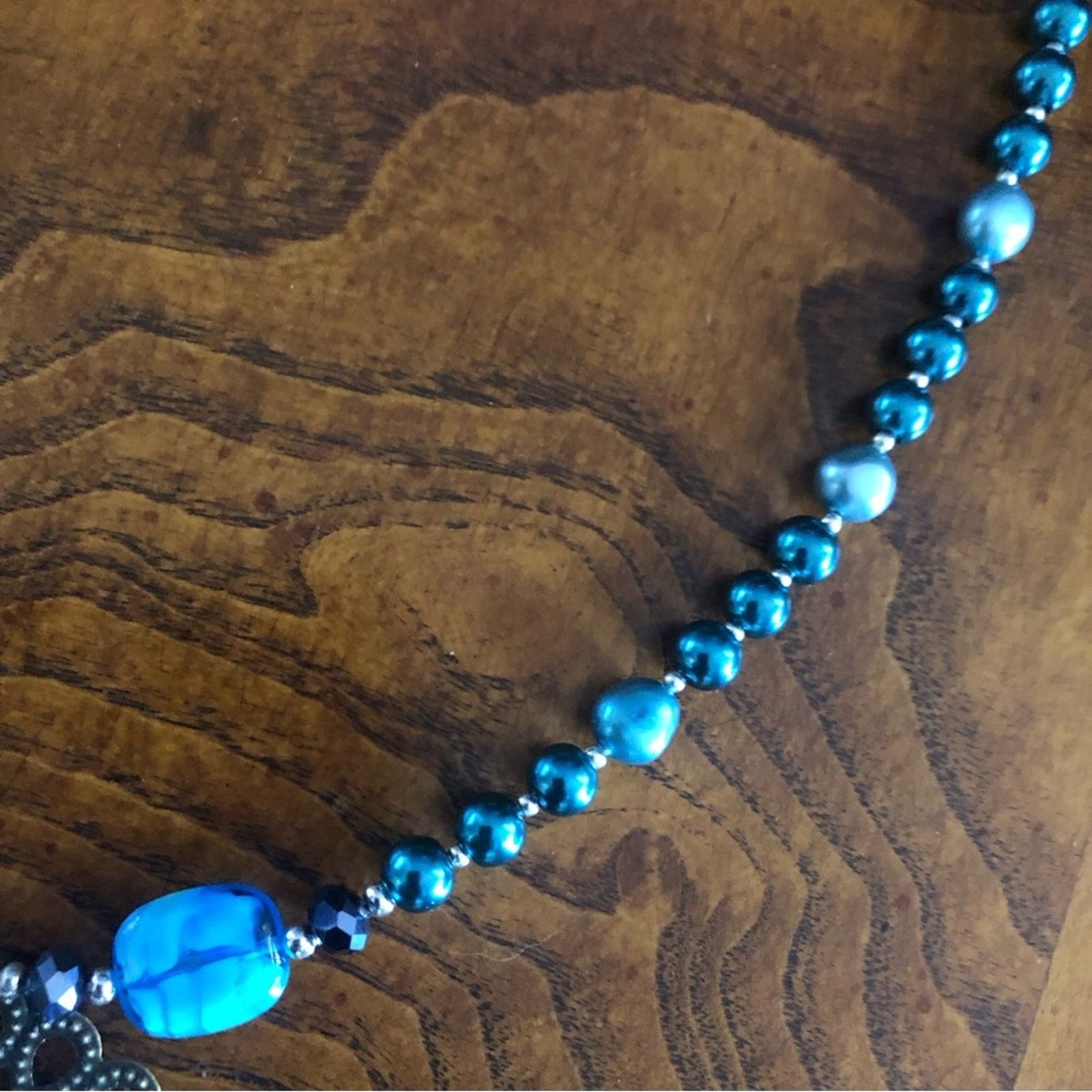 Handmade Handcrafted repurpose peacock freshwater Pearl necklace Size ONE SIZE - 10 Thumbnail