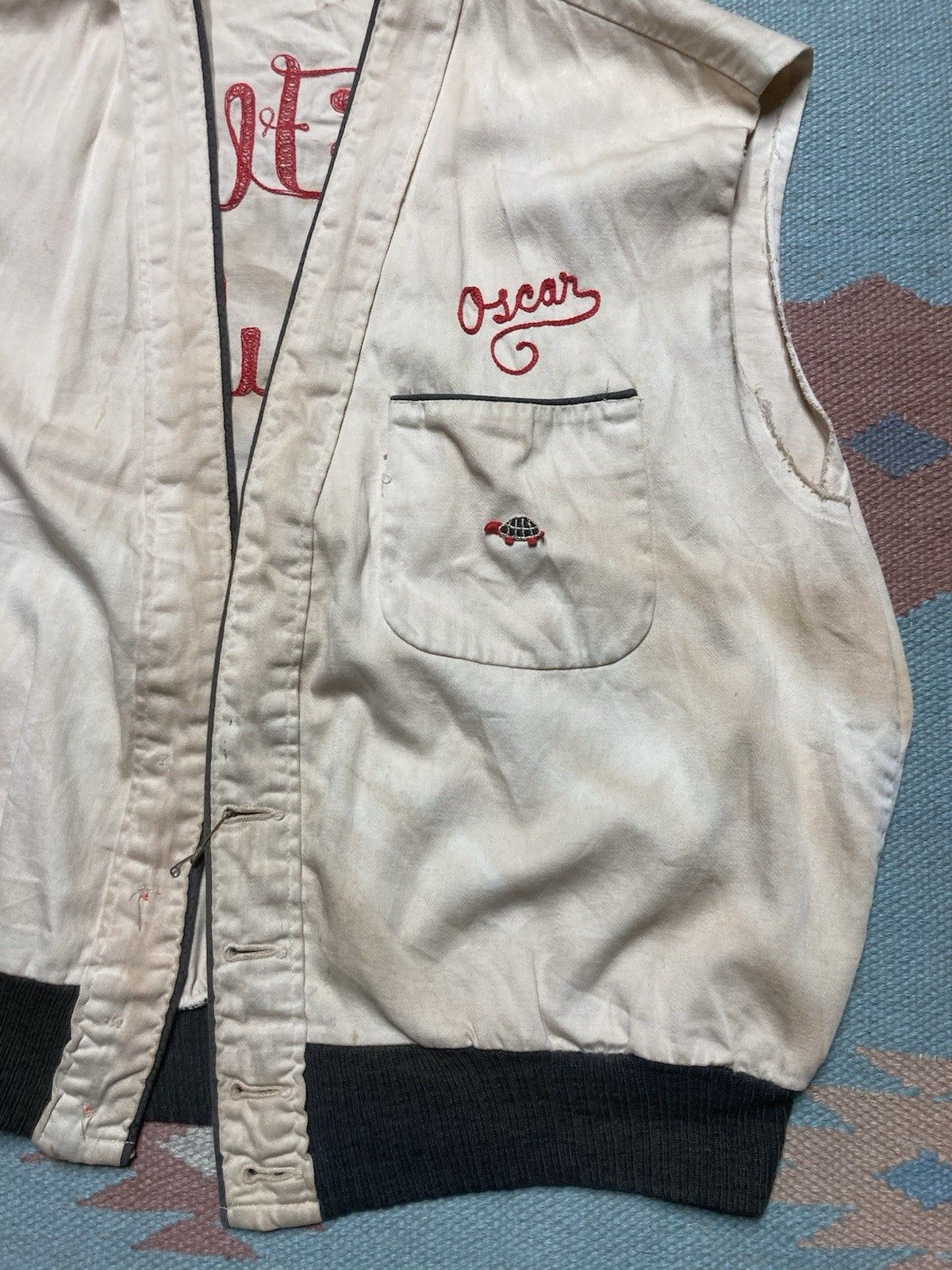 Vintage 1950s vest jacket chainstitch The Flame Club cotton Oscar L Size US L / EU 52-54 / 3 - 10 Thumbnail