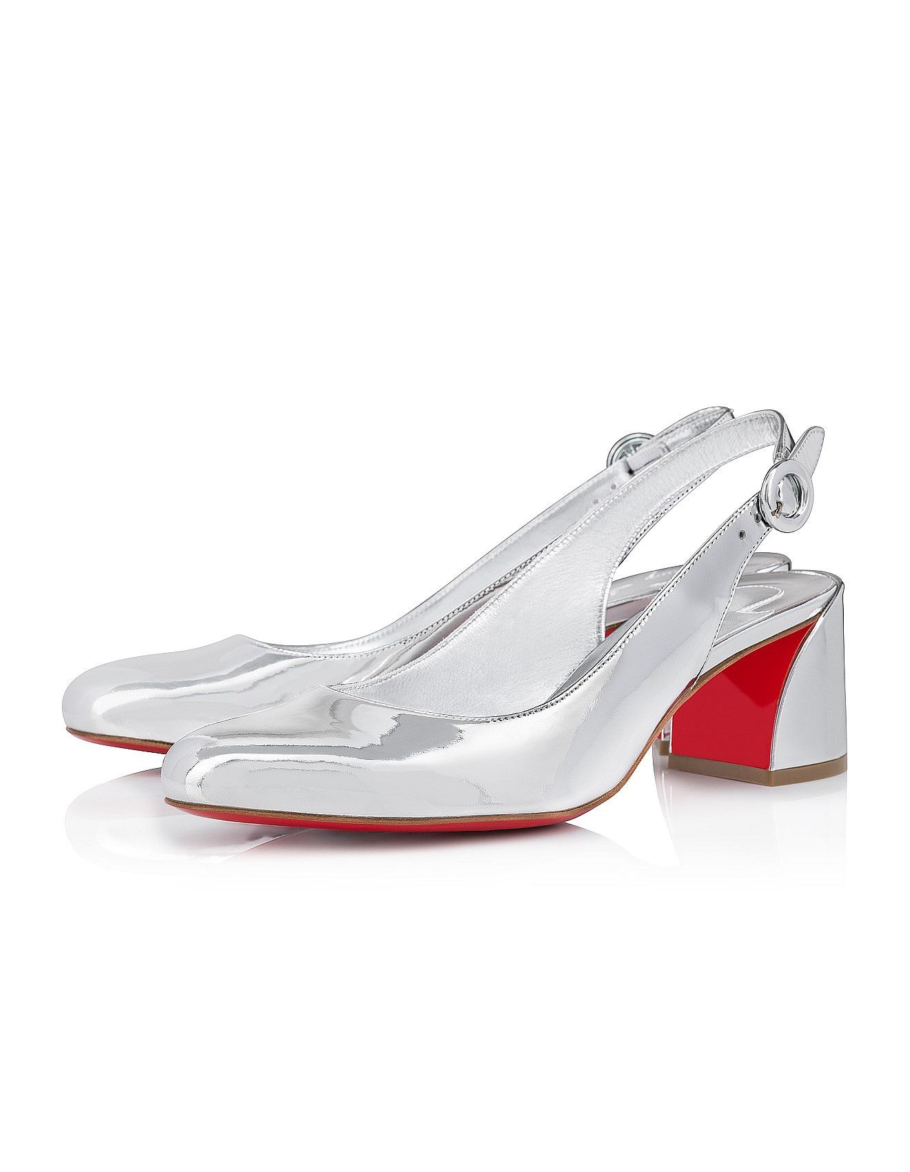 Christian Louboutin o1w1db10425 Mules in Silver Size US 7 / IT 37 - 2 Thumbnail