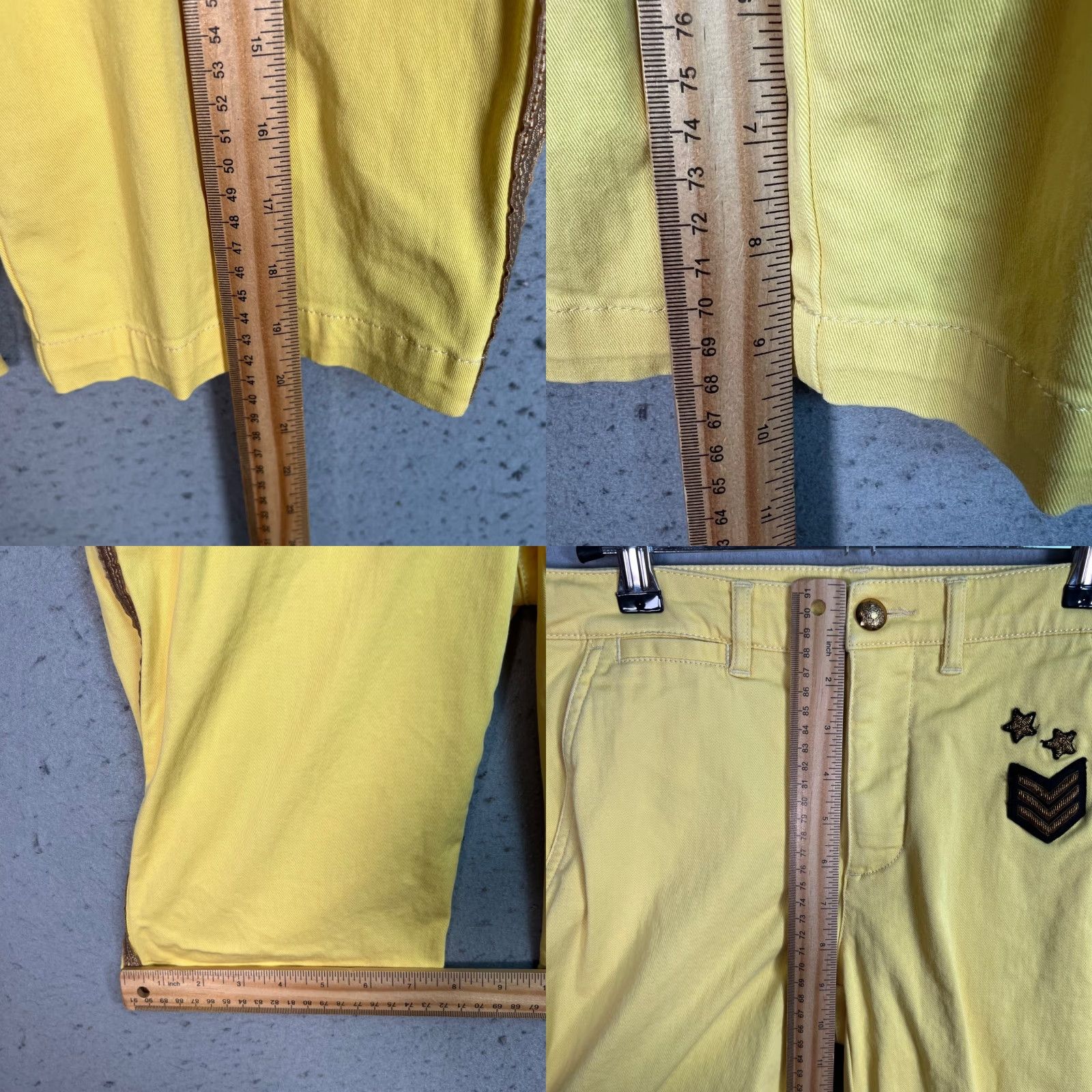 Ralph Lauren Lauren Ralph Lauren Womens Shorts Yellow Twill 2 Casual Walking Chino Inseam 9 in Adult Womens 2 Yellow Twill Shorts with Star & Chevron Patch Size 26" / US 2 / IT 38 - 8 Thumbnail