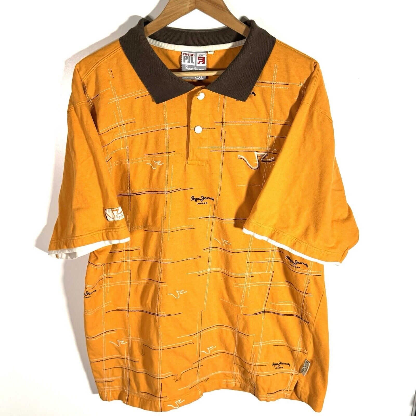 Pepe Jeans × Vintage VTG 2000’s Pepe Jeans London Polo Shirt Yellow Size 2XL Y2K Size US XXL / EU 58 / 5 - 1 Thumbnail