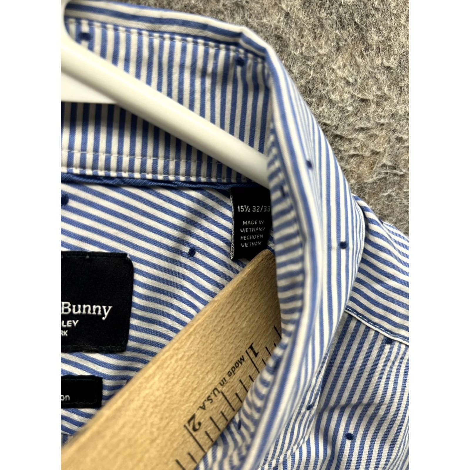 Psycho Bunny Psycho Bunny Dress Shirt Mens 15.5 32/33 Blue Stripe Slim Non-Iron Long Sleeve Shirt Size 42R - 3 Thumbnail