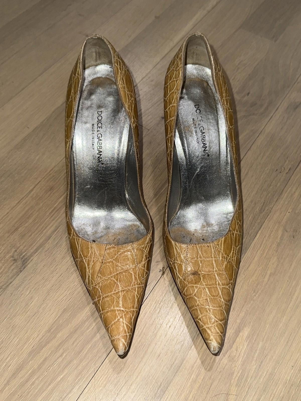 Vintage Vintage Dolce & Gabbana tan Croc Leather Heel EUR Size 39 Size US 8 / IT 38 - 3 Thumbnail