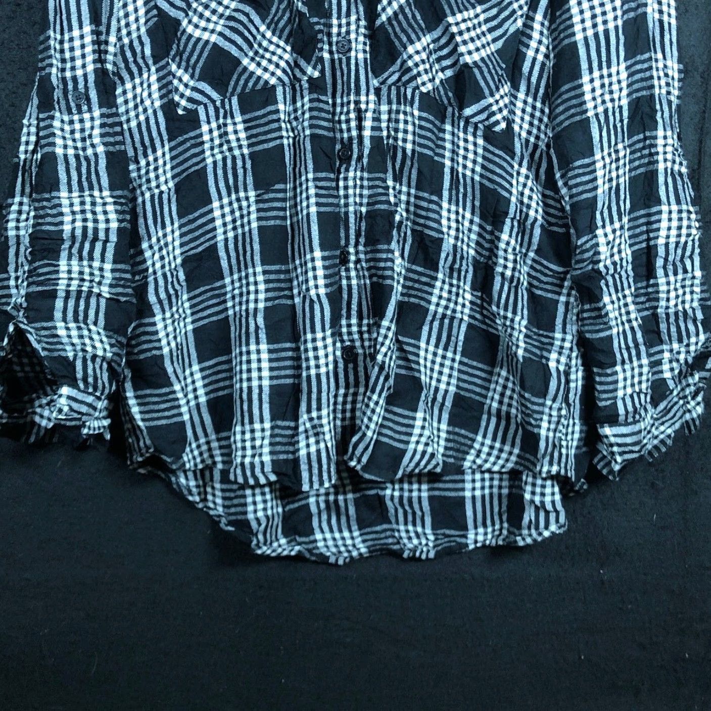 Express Express Shirt Women Black White Plaid Button-Down Roll Tab Sleeve Medium Size M / US 6-8 / IT 42-44 - 3 Thumbnail