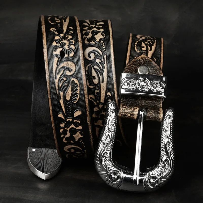 Japanese Brand × Vintage Retro flower embossed belt Size ONE SIZE - 2 Thumbnail