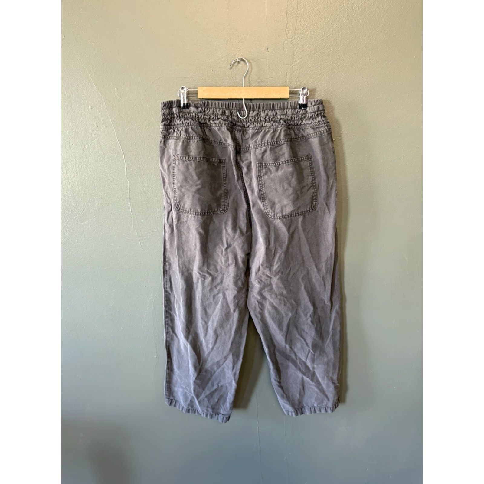Vintage Aerie Womens Gray Wide Leg Pants Drawstring Size L Size 36" / US 14 / IT 50 - 2 Thumbnail