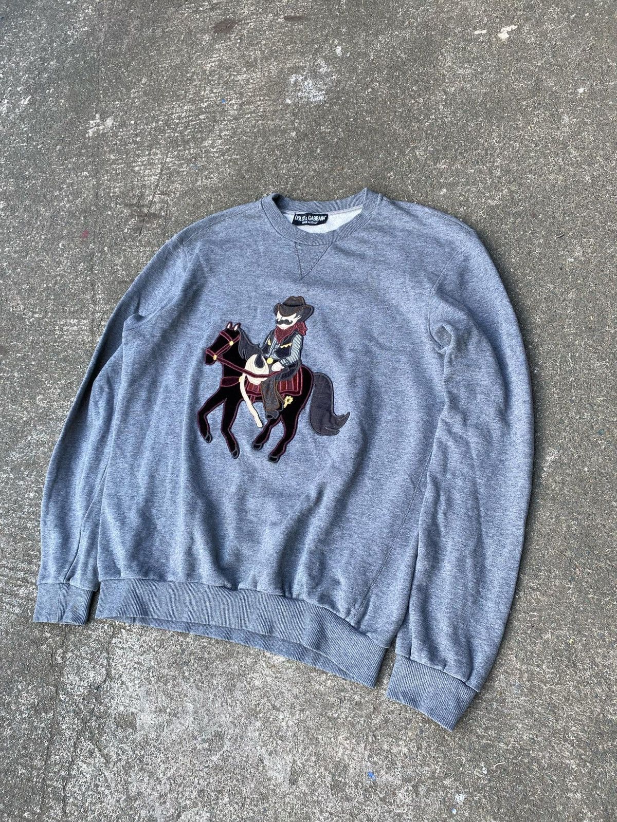 Dolce & Gabbana Dolce&Gabbana - Tan Cowboy and Horse Sweater Size US L / EU 52-54 / 3 - 4 Thumbnail