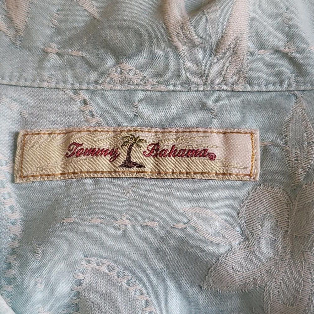 Tommy Bahama CT1533 Tommy Bahama Silk Aqua & White Tropical Shirt XXL Size US XXL / EU 58 / 5 - 4 Thumbnail