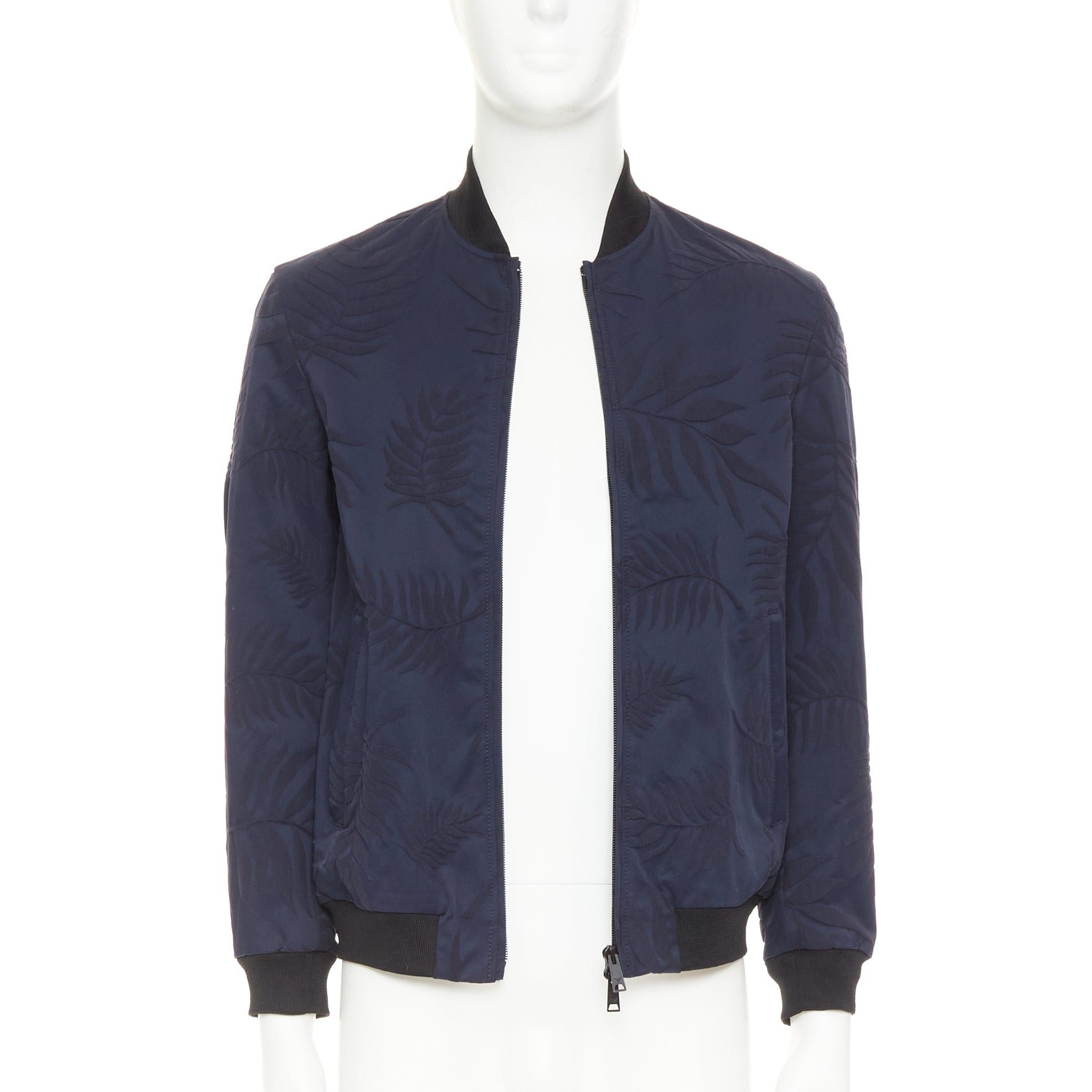 Giorgio Armani GIORGIO ARMANI navy water repellent Fern leaf jacquard bomber jacket IT46 S Size US S / EU 44-46 / 1 - 1 Thumbnail